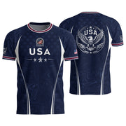 Navy Blue USA Soccer Jersey Patriotic Eagle Football Shirt American Pride Sports Fan Apparel for Men