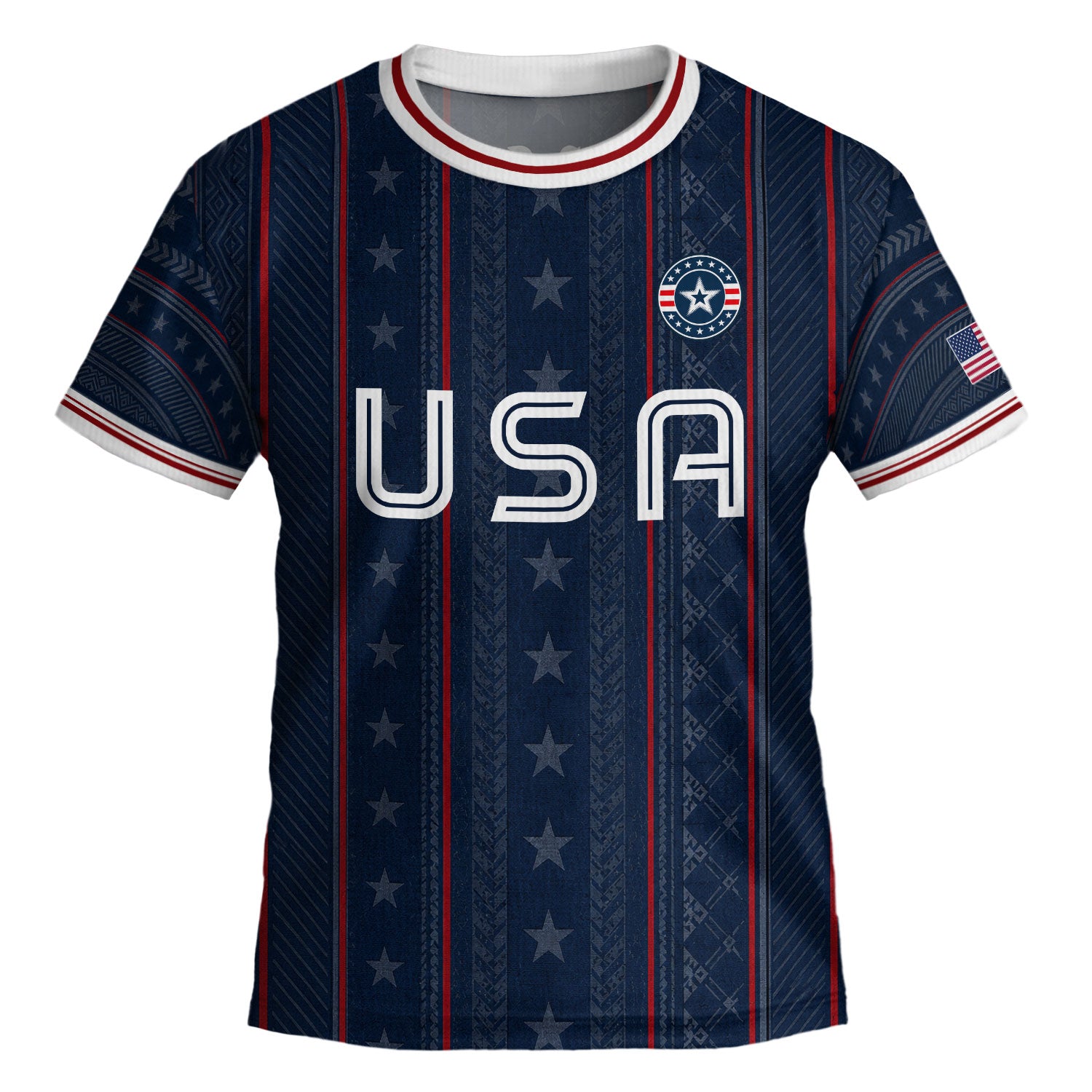 USA Kids Soccer Jersey Set Navy Blue White Striped Youth Football Kit