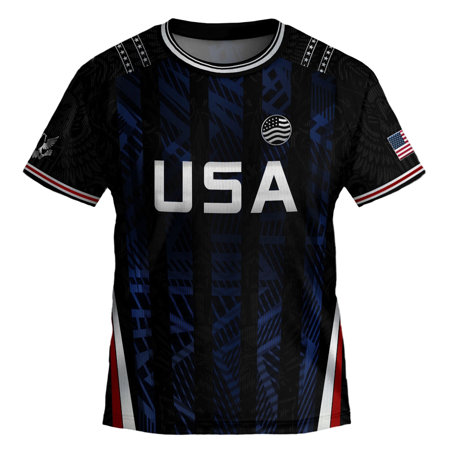 USA Kids Soccer Jersey Set Black Navy Eagle Crest Youth Football Kit