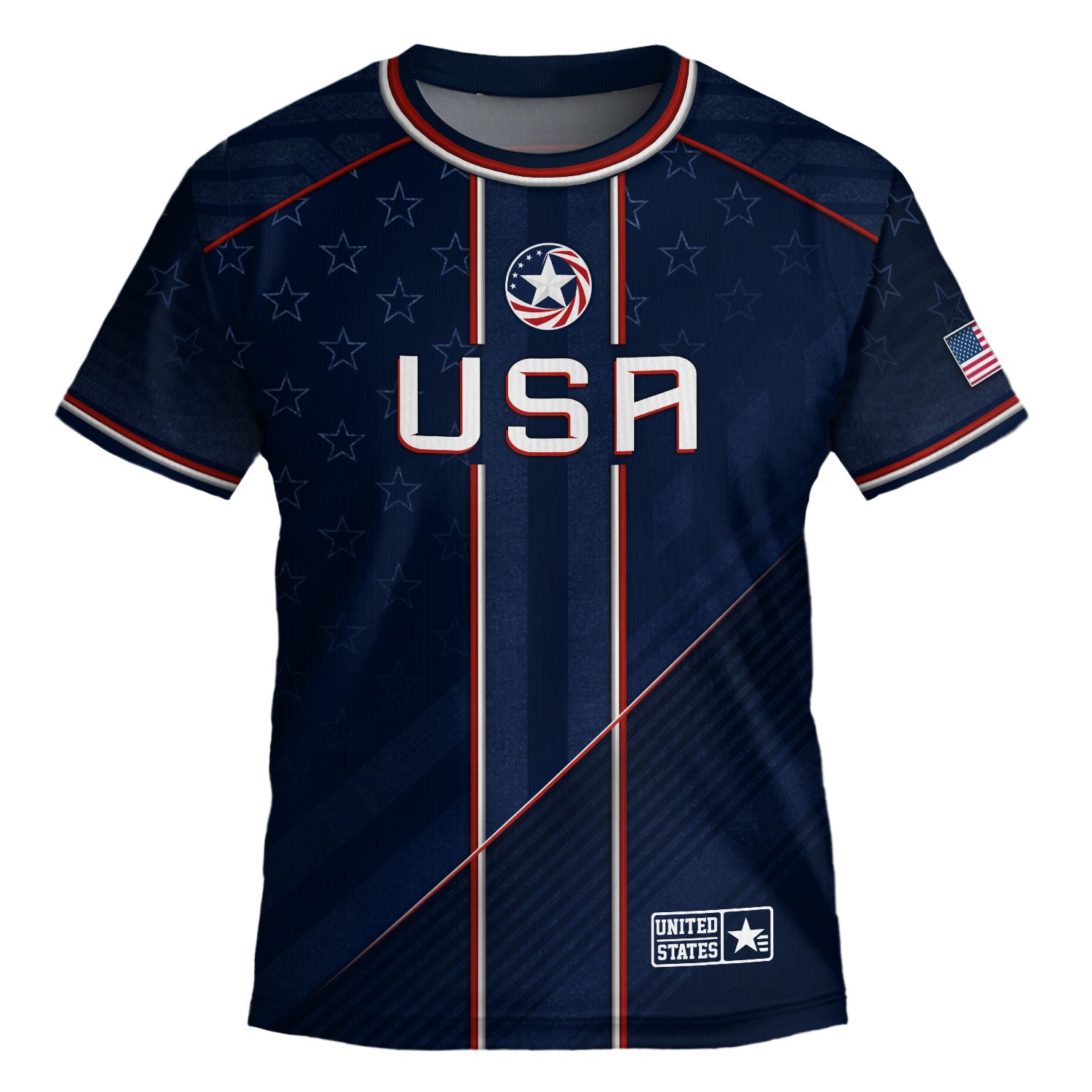 USA Kids Soccer Jersey Set Navy Blue Red Line Youth Football Outfit