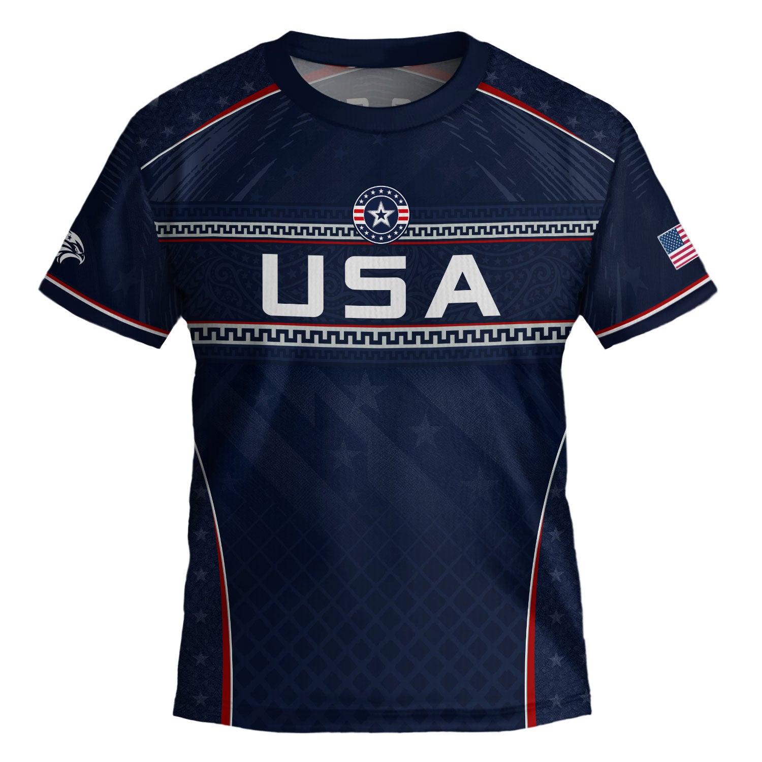 USA Kids Soccer Jersey Set Navy Blue Chest Stripe Youth Football Kit