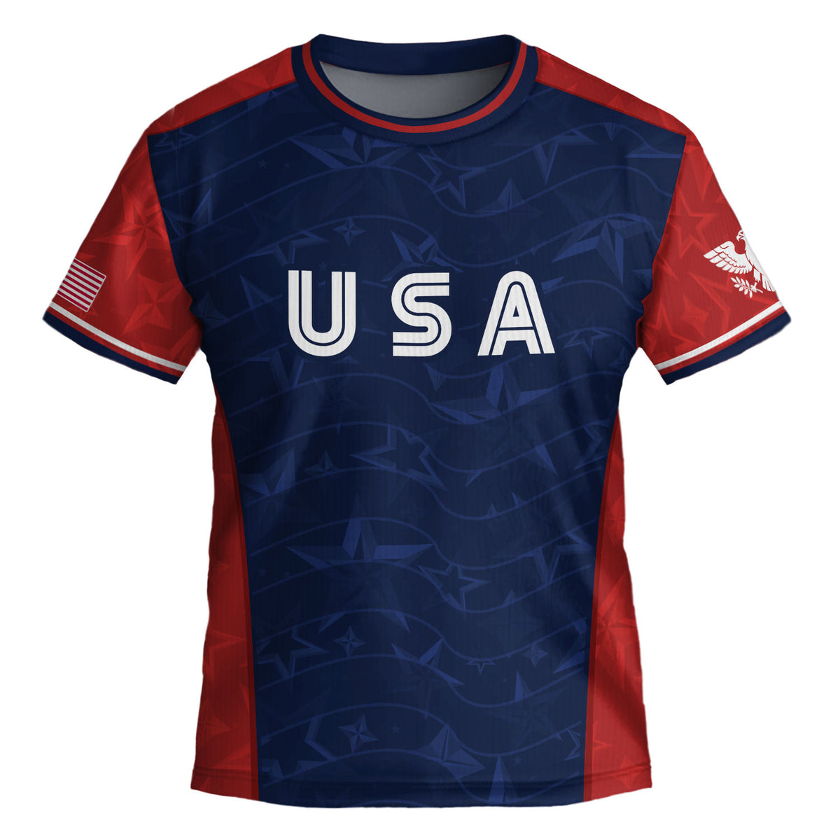 USA Kids Soccer Jersey Youth Navy Blue Red Patriotic Stars Graphic Football Shirt - Rust Field Wear