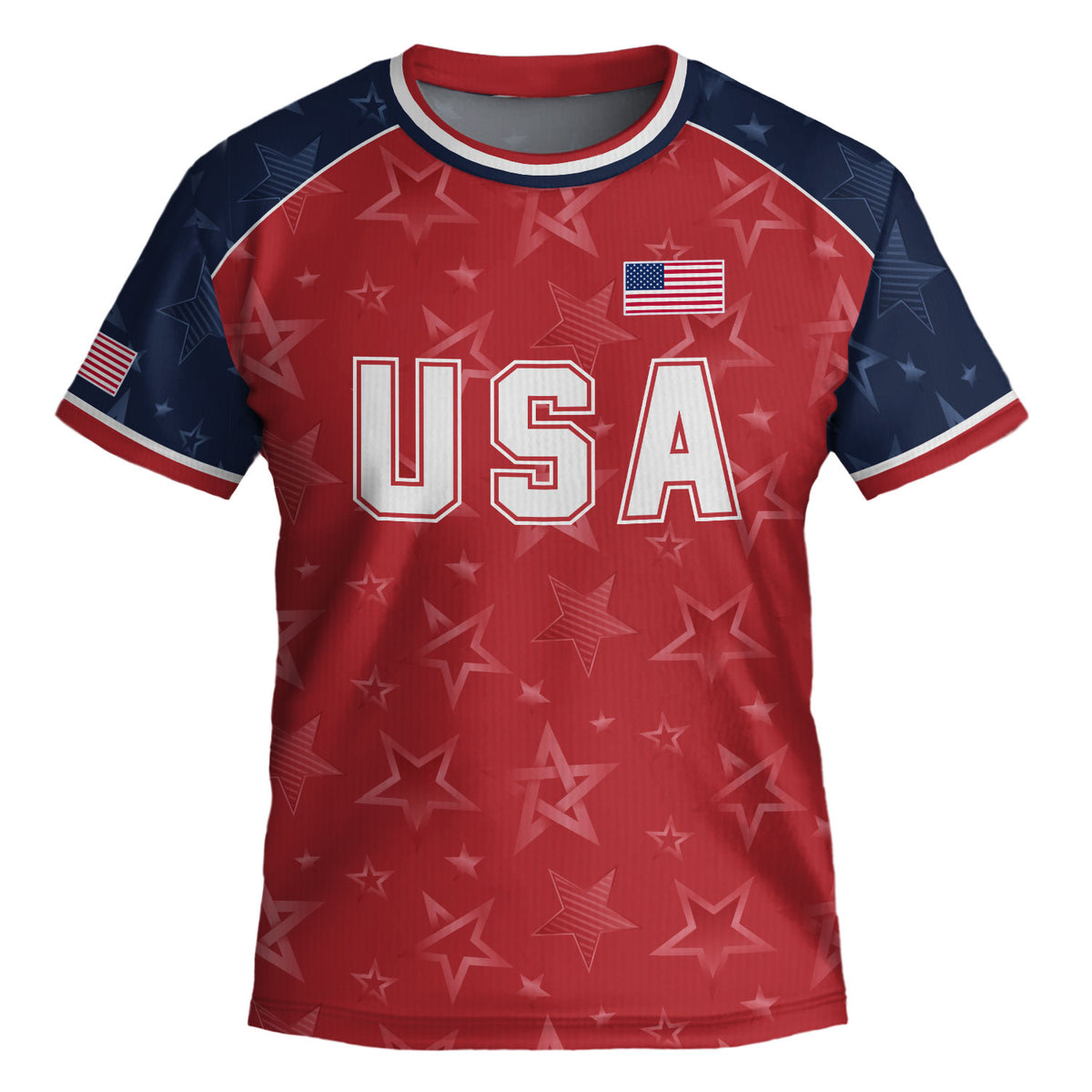 USA Kids Soccer Jersey Youth Red Blue Raglan Patriotic Stars Eagle Football Shirt - Rust Field Wear