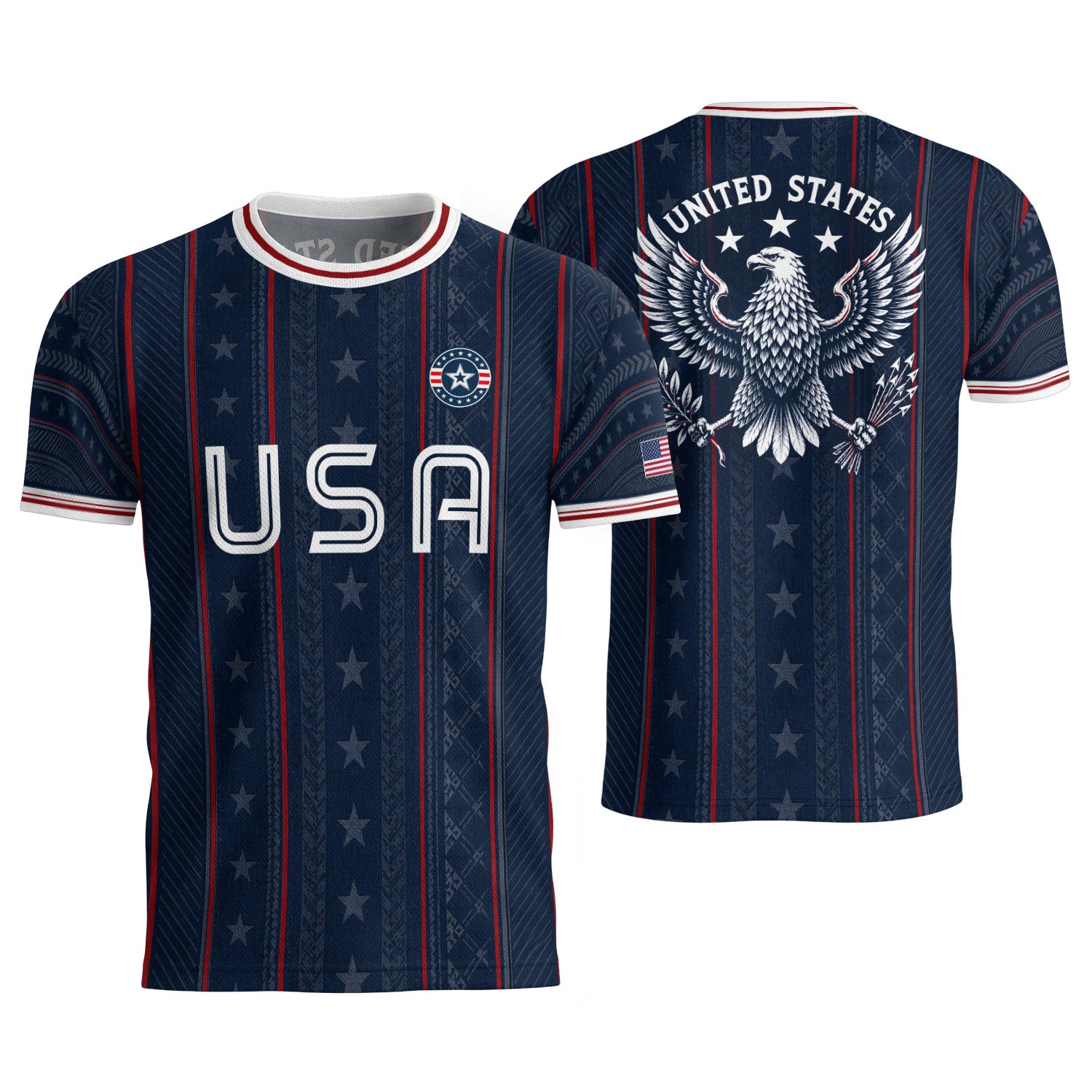 Navy USA Soccer Jersey American Pride Graphic Stripe Soccer Shirt Patriotic Fan Gear