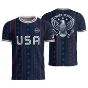 Navy USA Soccer Jersey American Pride Graphic Stripe Soccer Shirt Patriotic Fan Gear