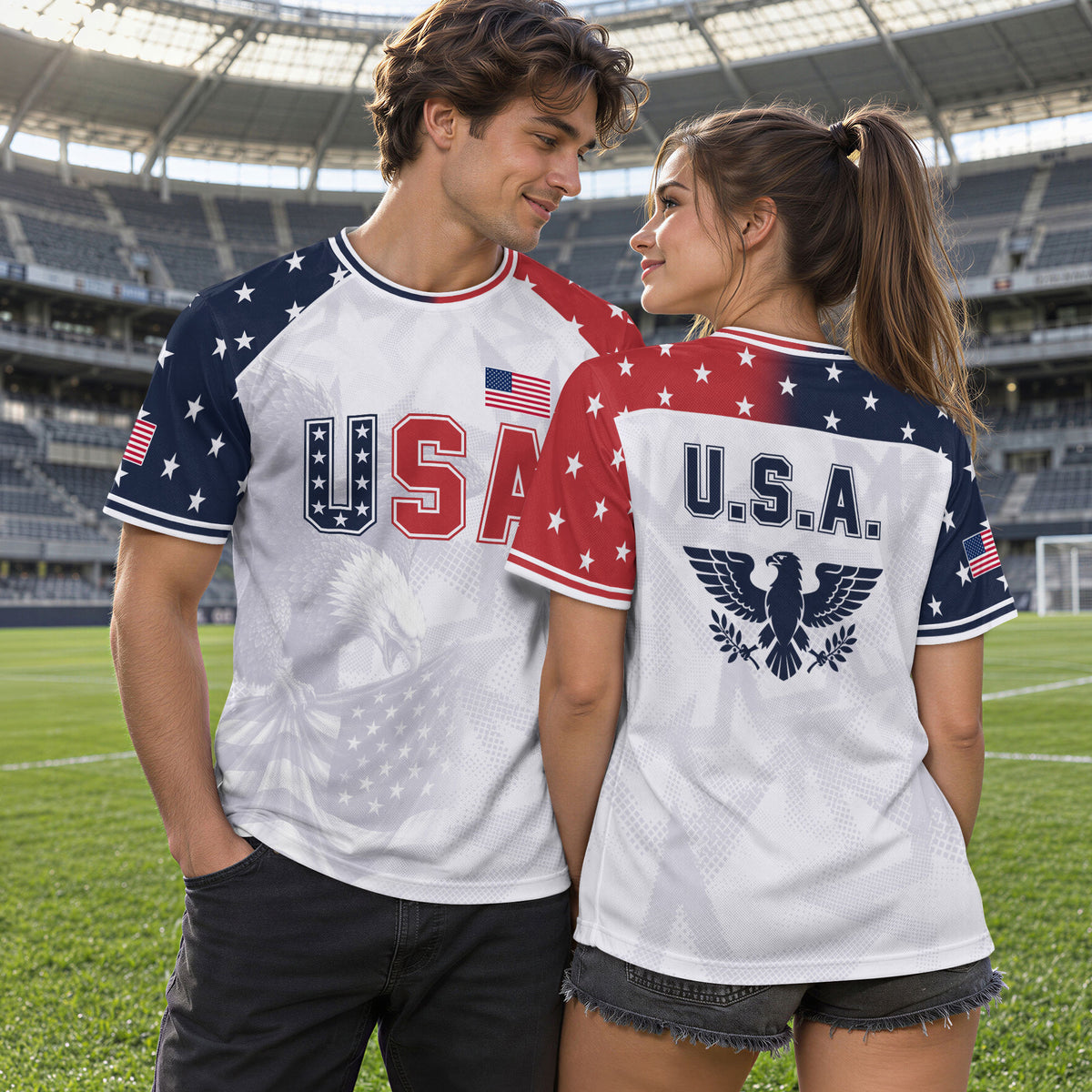 USA Soccer Jersey Adult Patriotic Eagle Shirt American National Football Team Tee