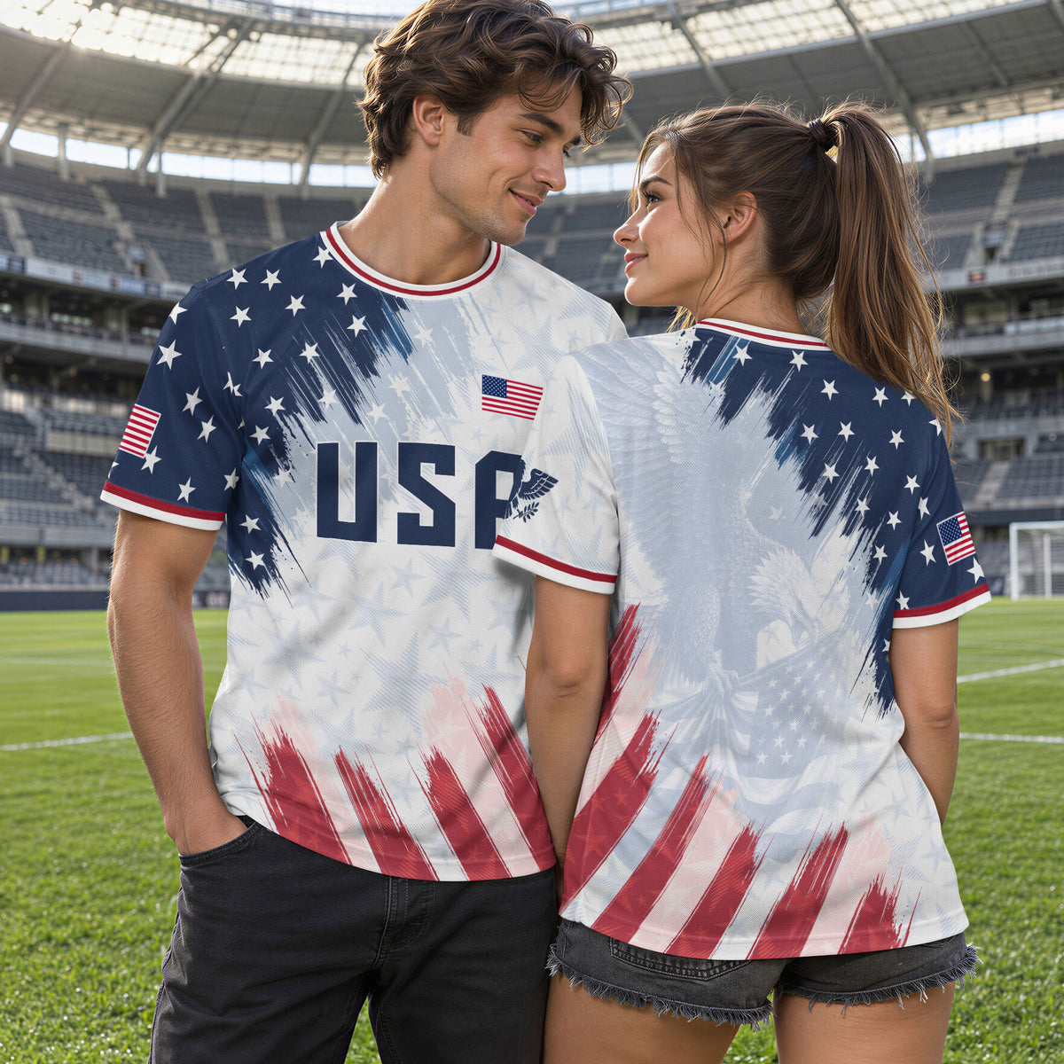 USA Soccer Jersey Adult Patriotic Eagle Athletic Shirt United States Soccer Tee