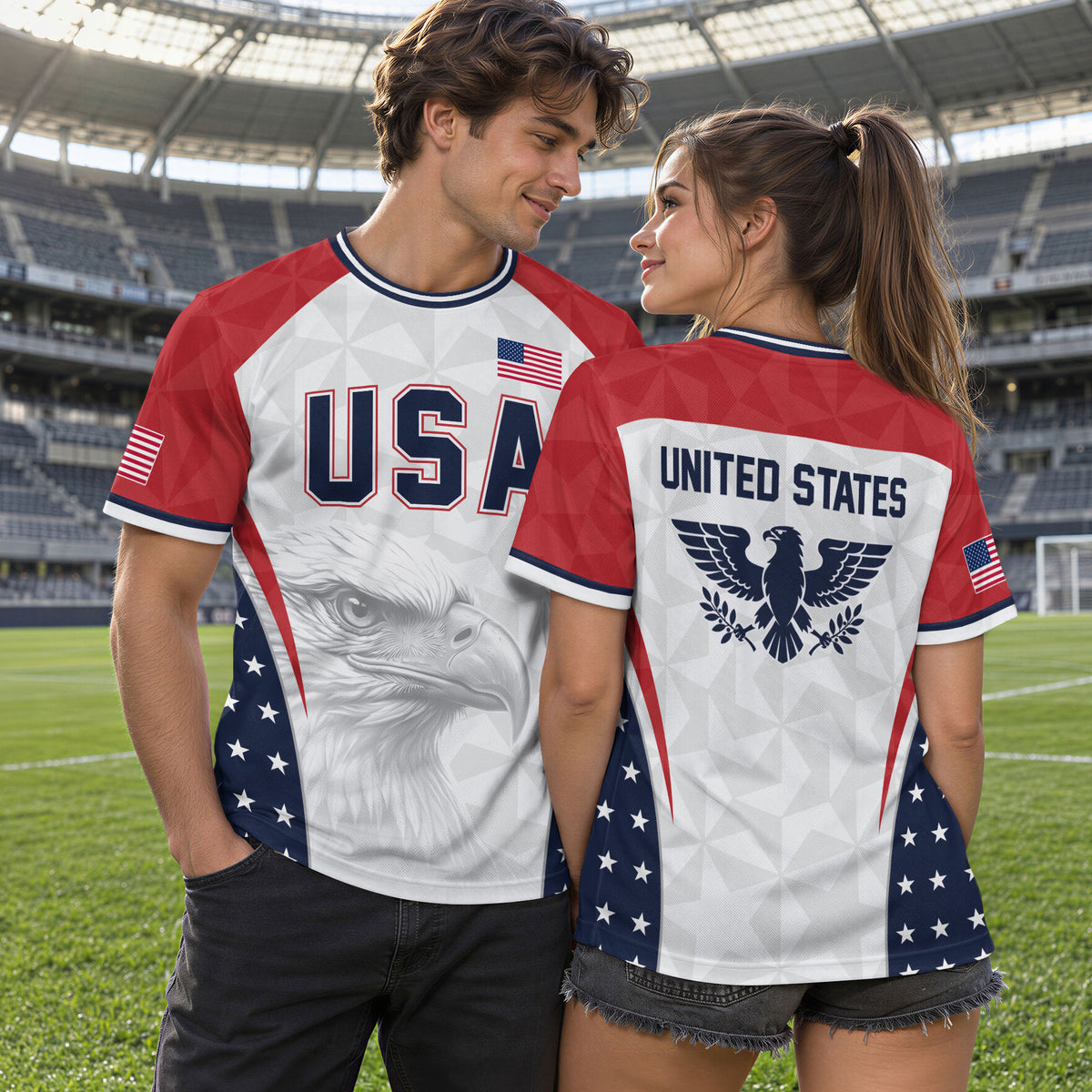 USA Soccer Jersey Adult United States Patriotic Eagle Shirt American Football Tee