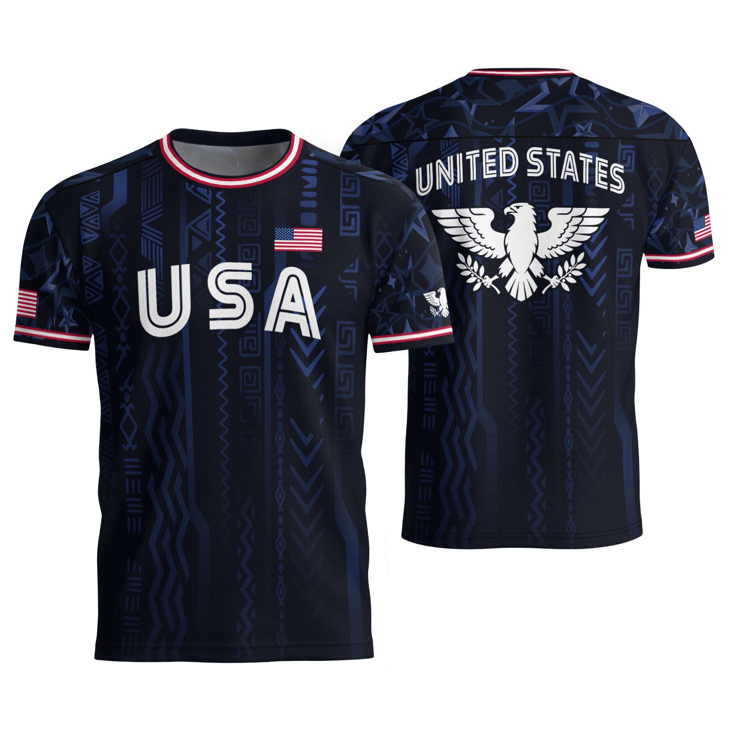 USA Soccer Jersey Adult Eagle Crest Patriotic Football Shirt Navy Blue Fan Edition