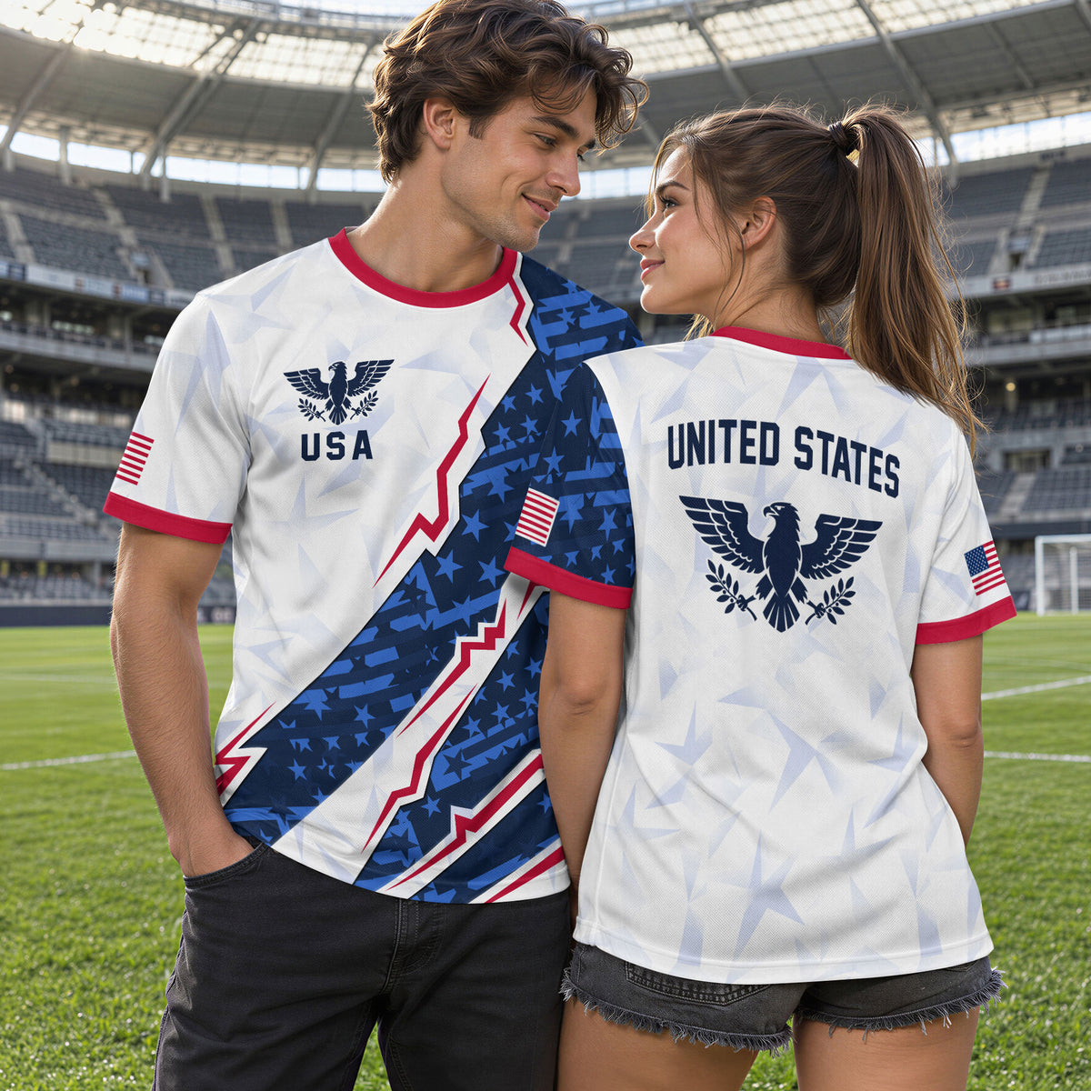 USA Eagle Soccer Jersey Adult American Pride Patriotic Soccer Fan Graphic Shirt