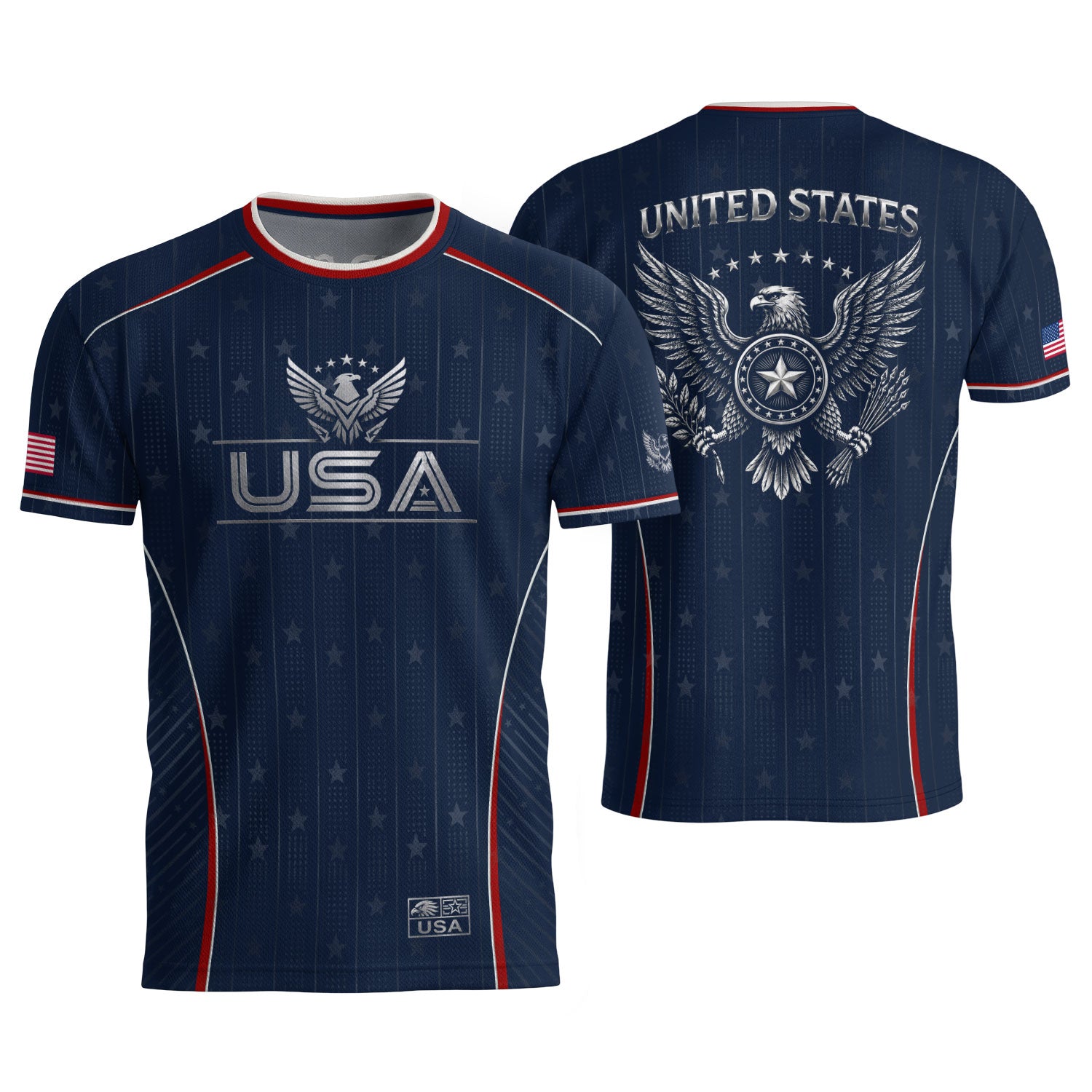 USA Soccer Jersey Adult Navy Blue Patriotic Pinstripe Shirt United States Team Tee