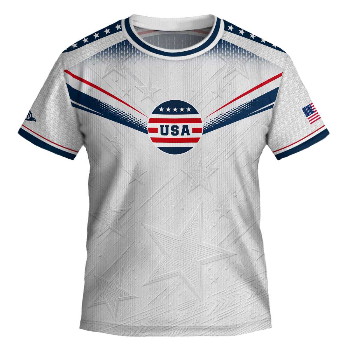 Kids USA Soccer Jersey Youth Patriotic White Chevron Emblem Star United States Sport Tee - Rust Field Wear