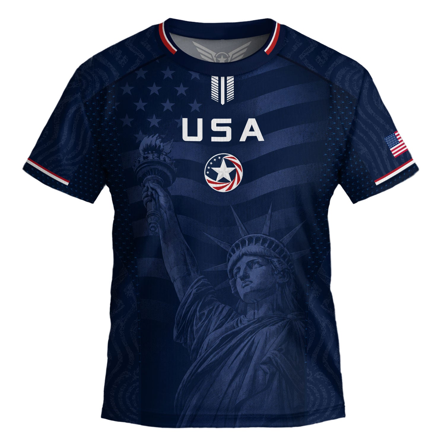 Kids USA Soccer Jersey Youth Patriotic Navy Statue of Liberty Graphic United States Tee