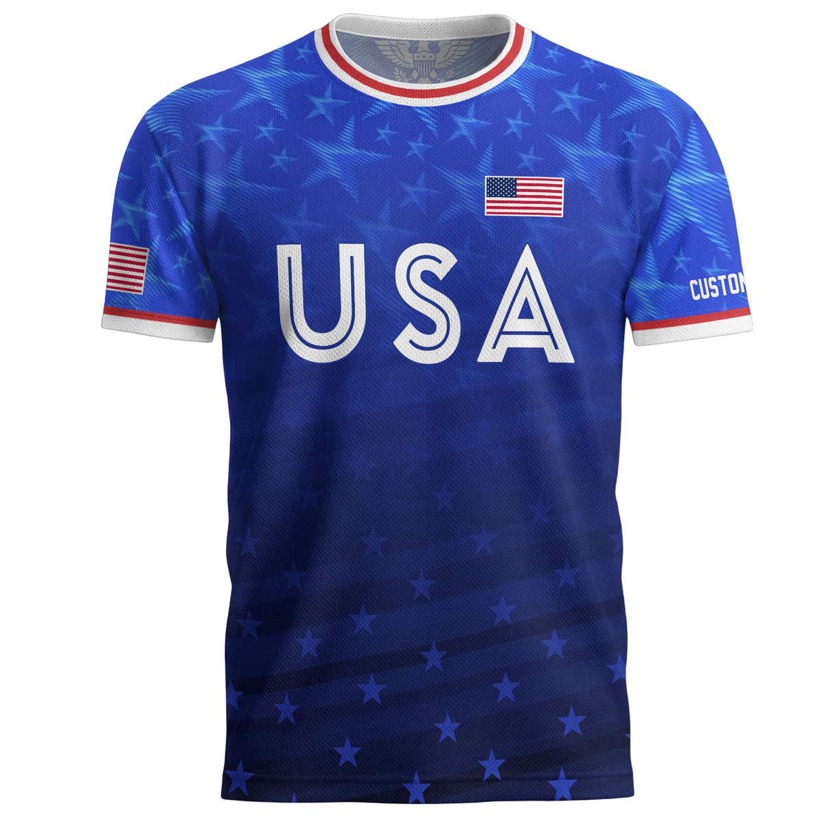 USA Soccer Jersey Blue Personalized American Football Shirt All Over Stars Print Men - Rust Field Wear