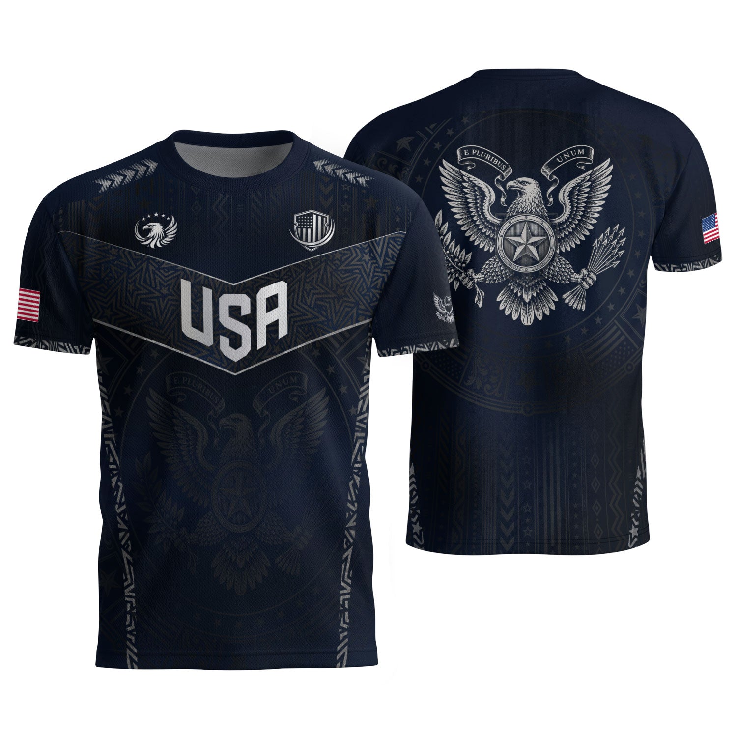 Adult Soccer Jersey Blue Patriotic Style - Bold Eagle Graphic Team Performance Shirt