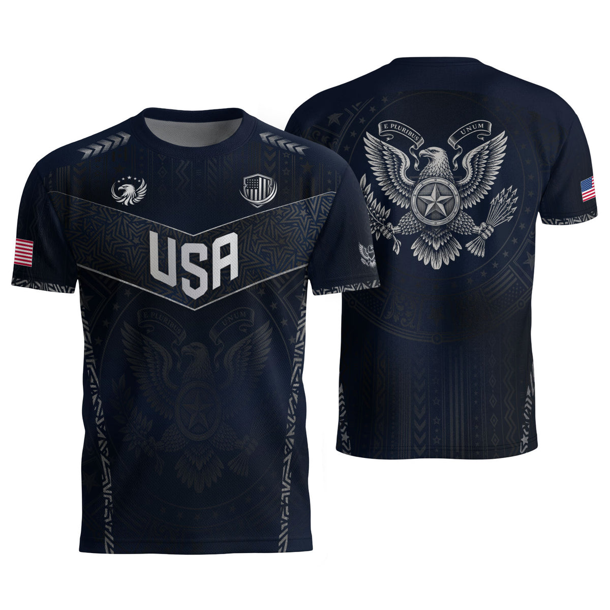 Adult Soccer Jersey Blue Patriotic Style - Bold Eagle Graphic Team Performance Shirt - Rust Field Wear