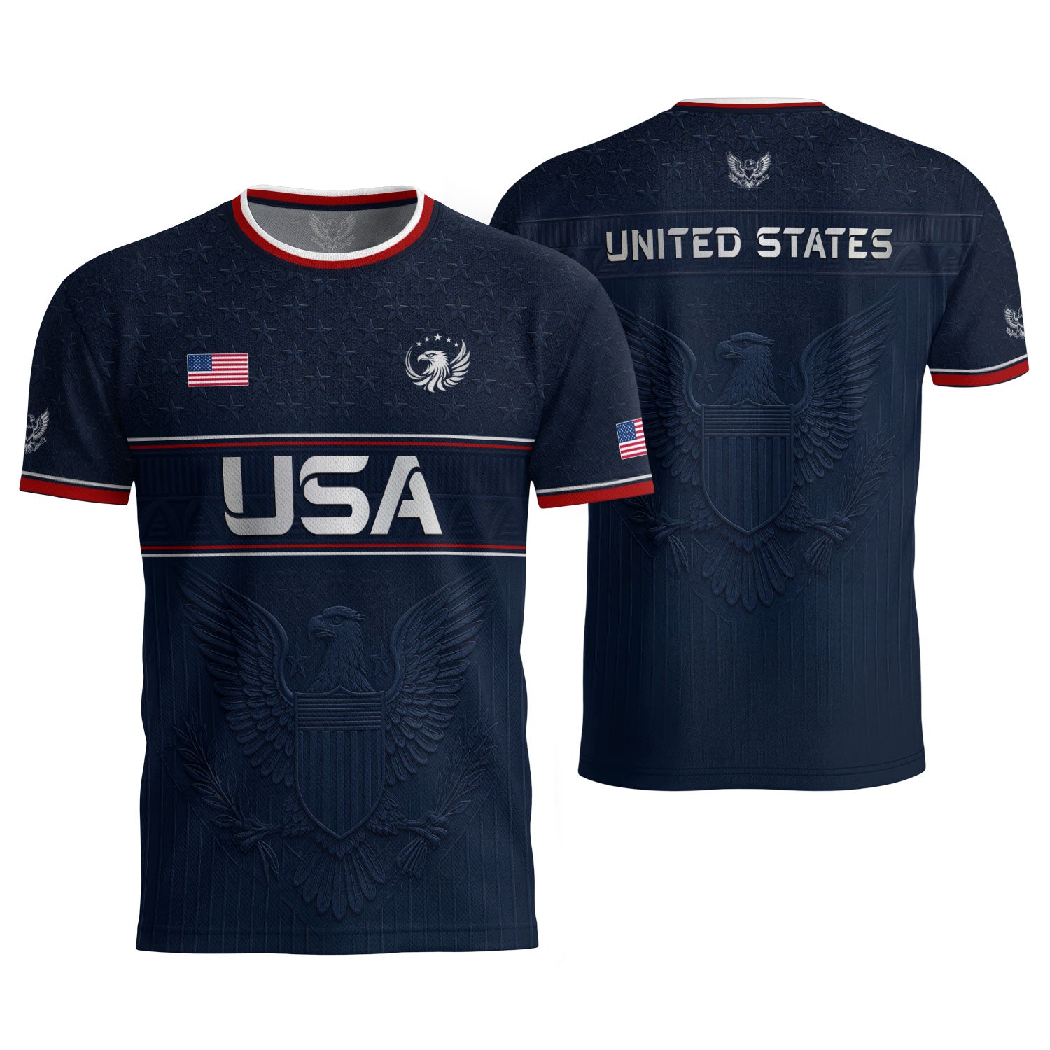 Blue Adult Soccer Jersey Classic Style - Patriotic Eagle Graphic Team Training Shirt