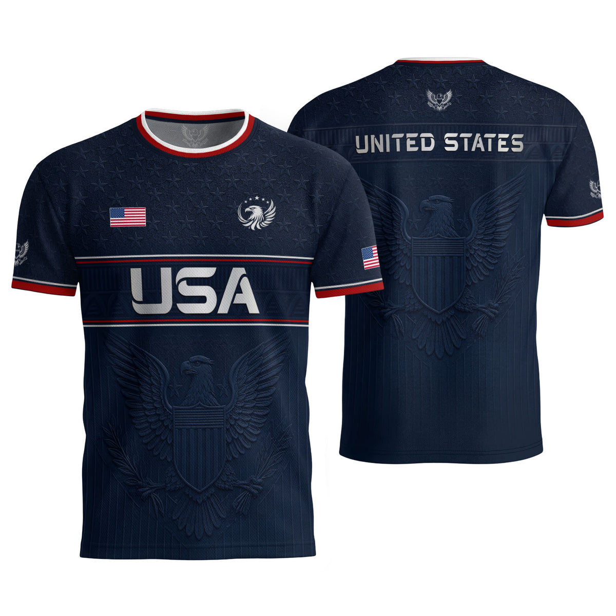 Blue Adult Soccer Jersey Classic Style - Patriotic Eagle Graphic Team Training Shirt - Rust Field Wear