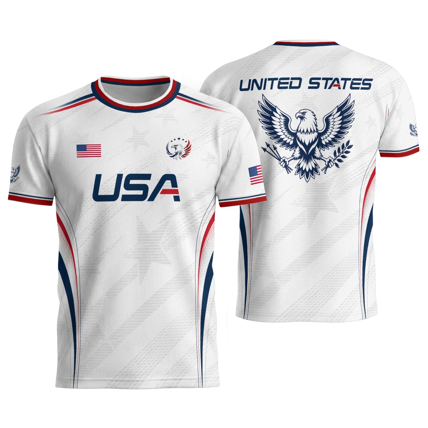 White Adult Soccer Jersey Patriotic Look - Pro Eagle Graphic Team Performance Shirt