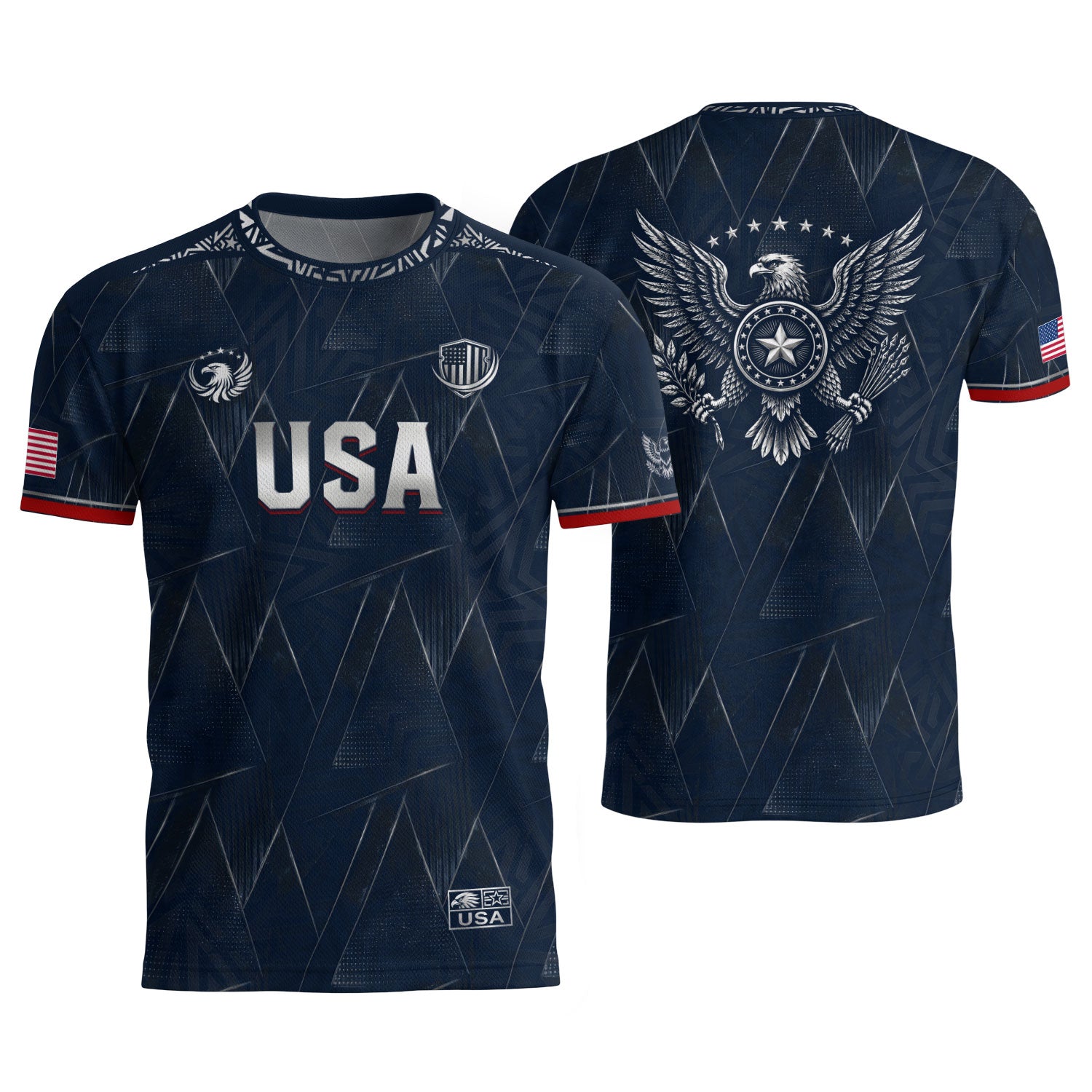 Adult Soccer Jersey Blue Patriotic Design - Bold Eagle Graphic Sport Training Shirt