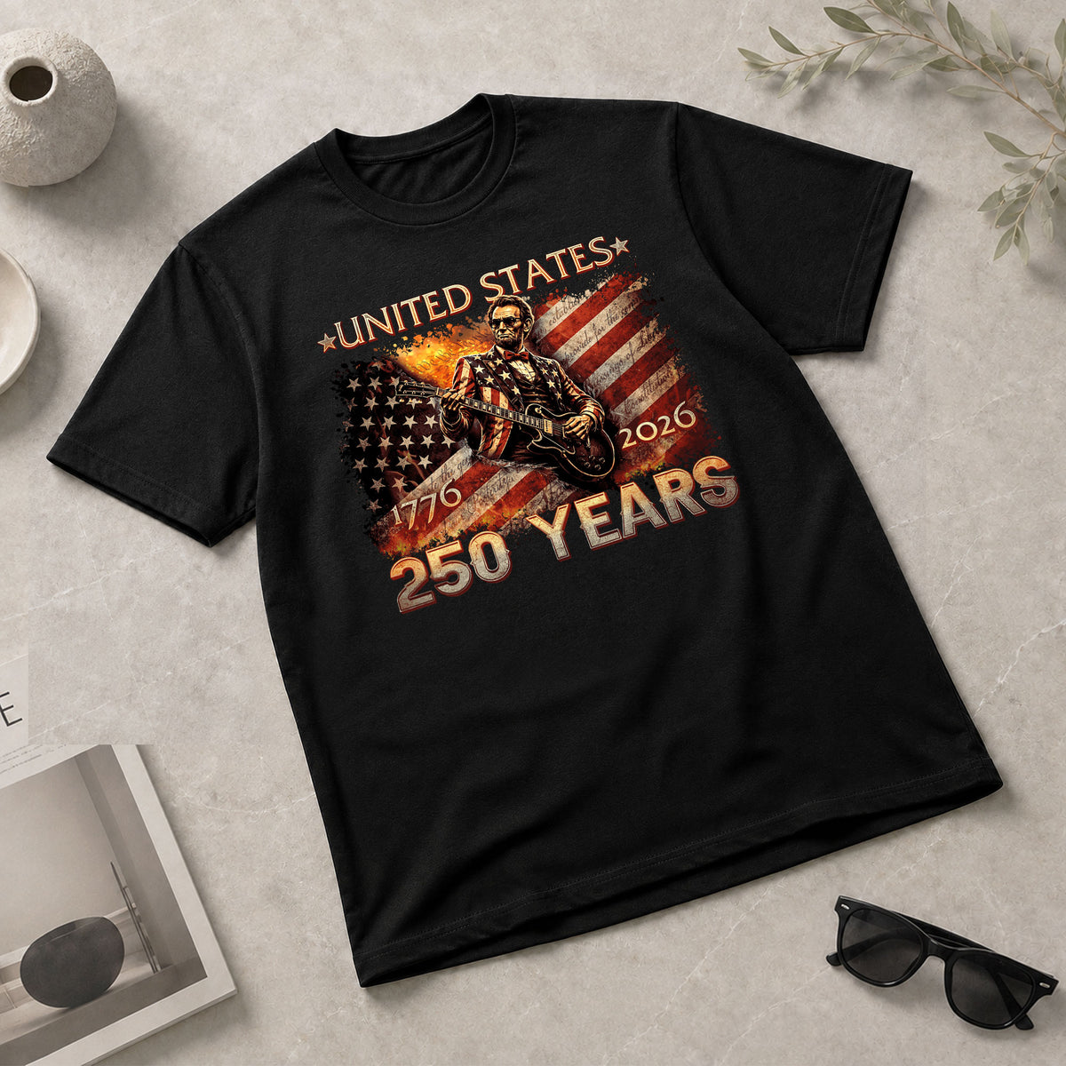 Lincoln 1776-2026 Patriotic Graphic T Shirt - Unisex Summer Tee for History Lovers - Rust Field Wear