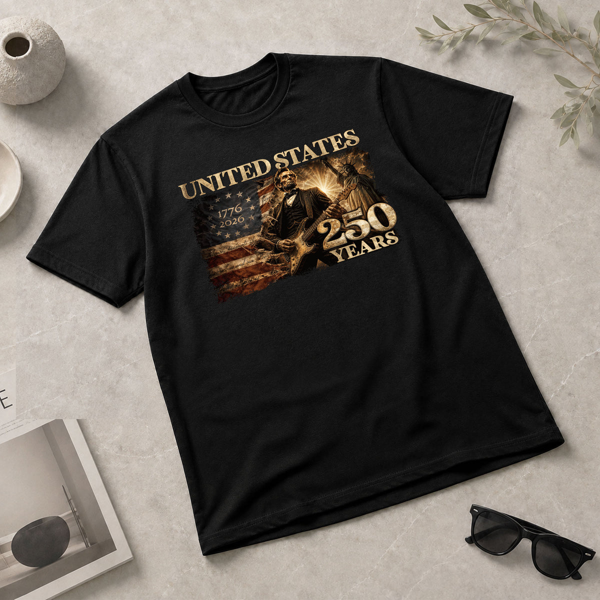 1776-2026 Patriotic Historical Graphic T Shirt - Lincoln Unisex Casual Wear Tee - Rust Field Wear