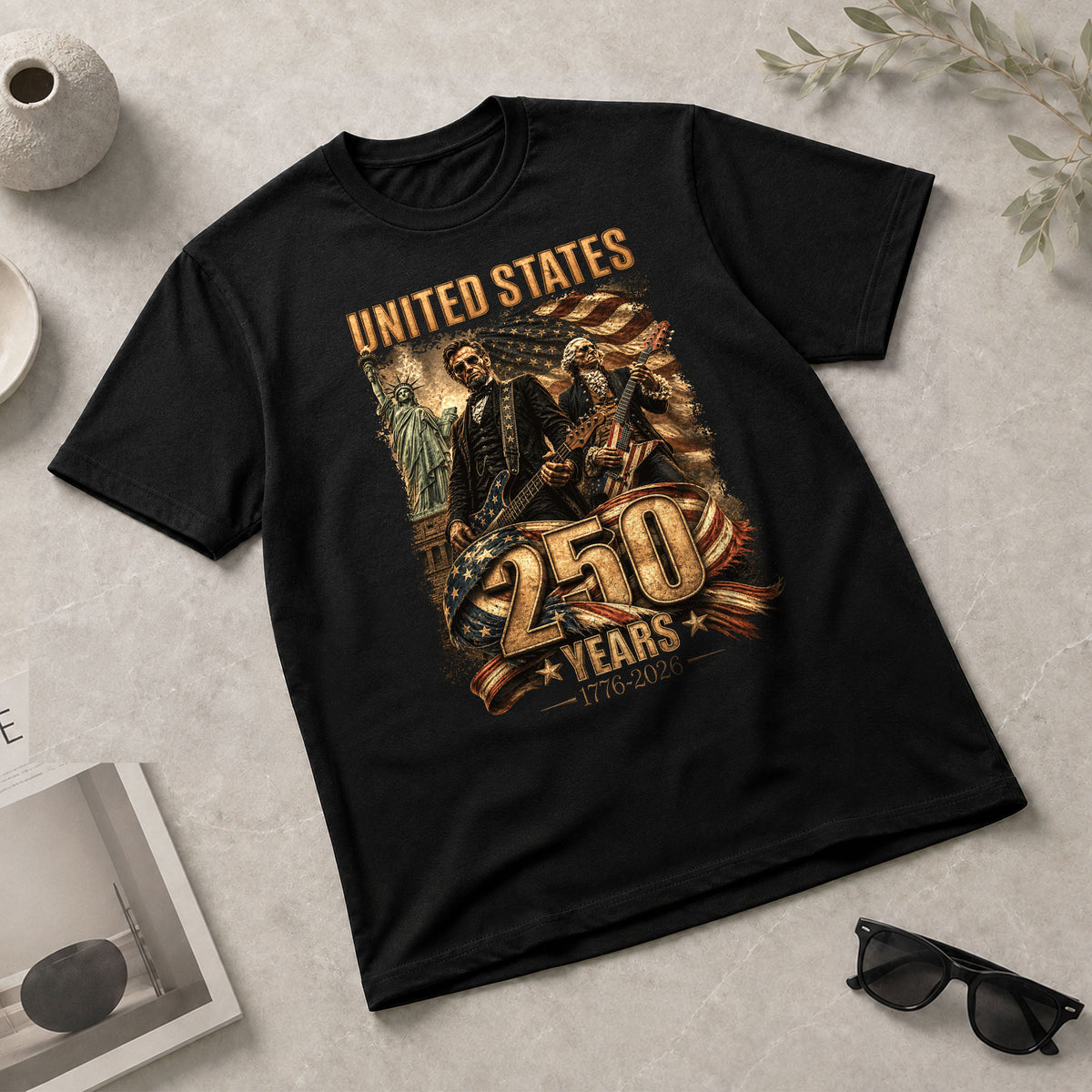 Patriotic 1776-2026 Presidents T Shirt - Lincoln Washington Graphic Unisex Top Item - Rust Field Wear