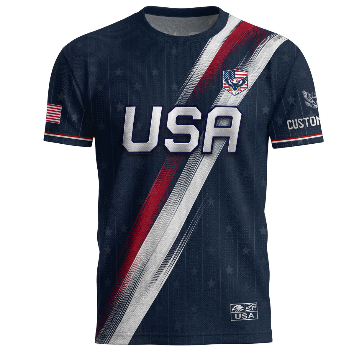 Custom Adult USA Soccer Jersey Navy Blue Patriotic American Eagle Team Football Shirt - Rust Field Wear