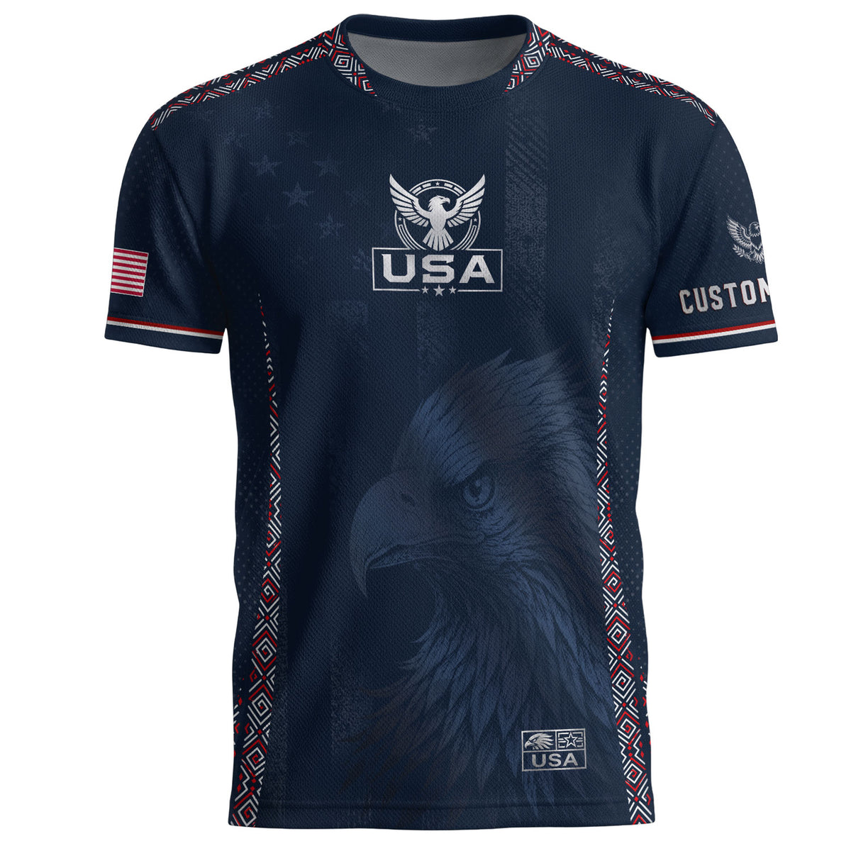 Personalized Adult USA Soccer Jersey Navy Blue Patriotic American Eagle Football Shirt - Rust Field Wear