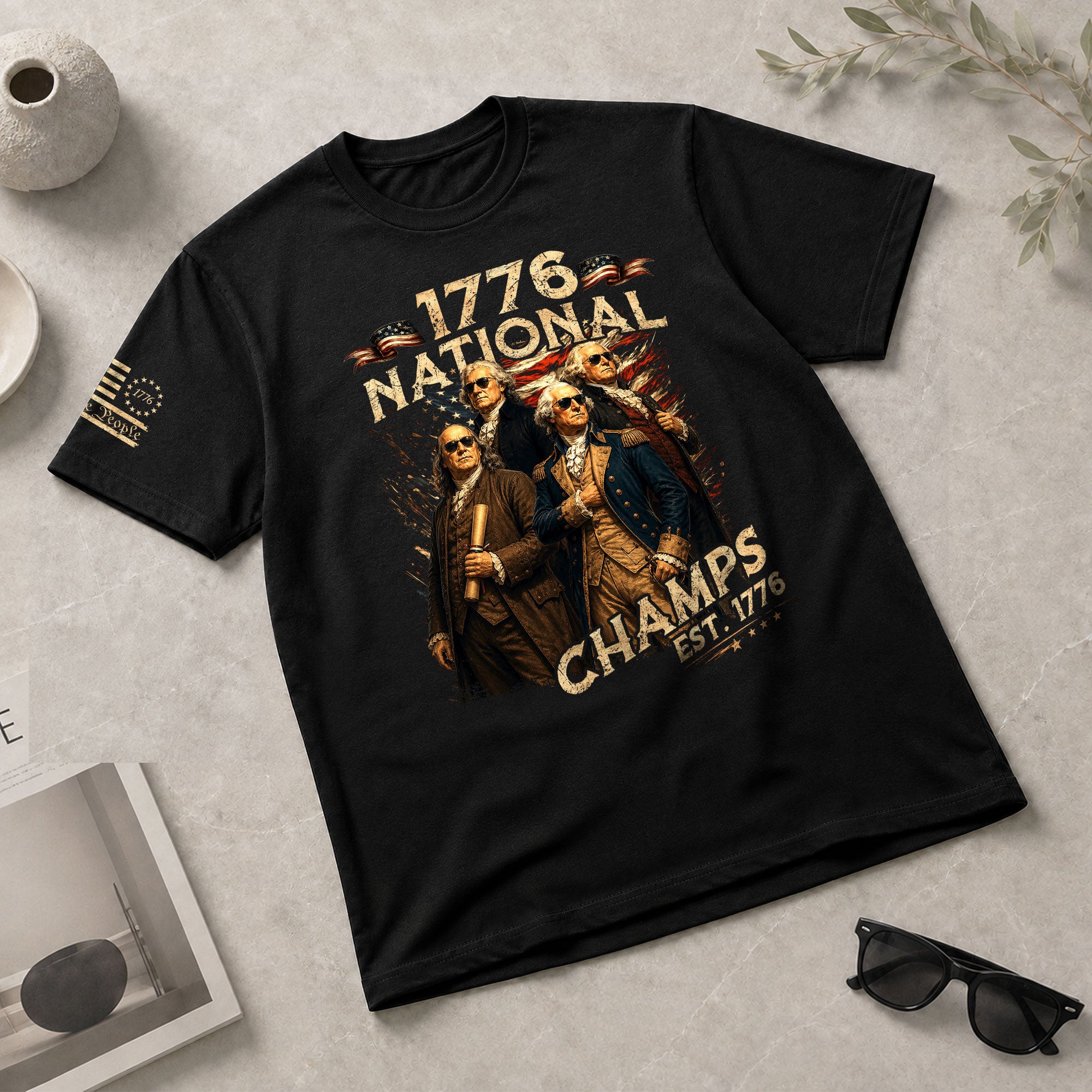 1776 National Champs T-Shirt Patriotic Founding Fathers 4th of July Vintage Graphic Tee - Rust Field Wear