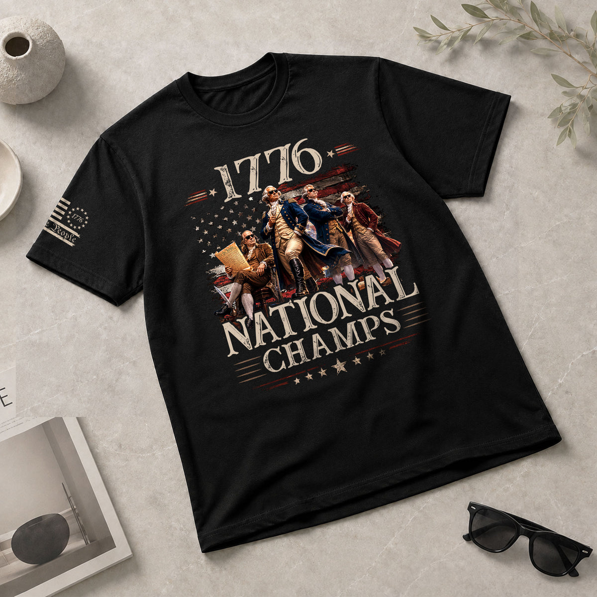 1776 National Champs Shirt Retro Independence Day Men American Pride Graphic Tee - Rust Field Wear
