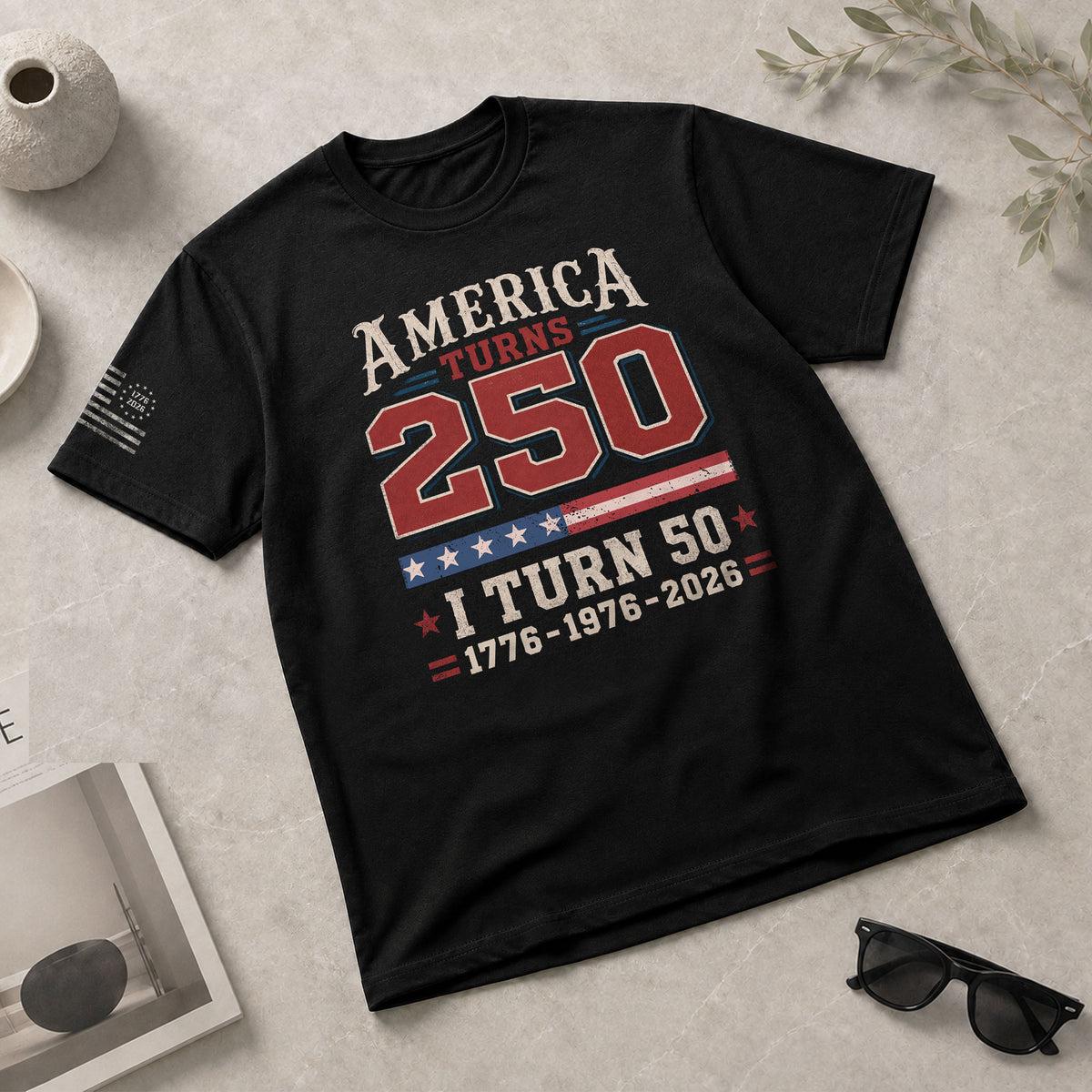 Born In 1976 - 50th Birthday Graphic Tee - Celebrating A Historic 250 Year Milestone - Rust Field Wear