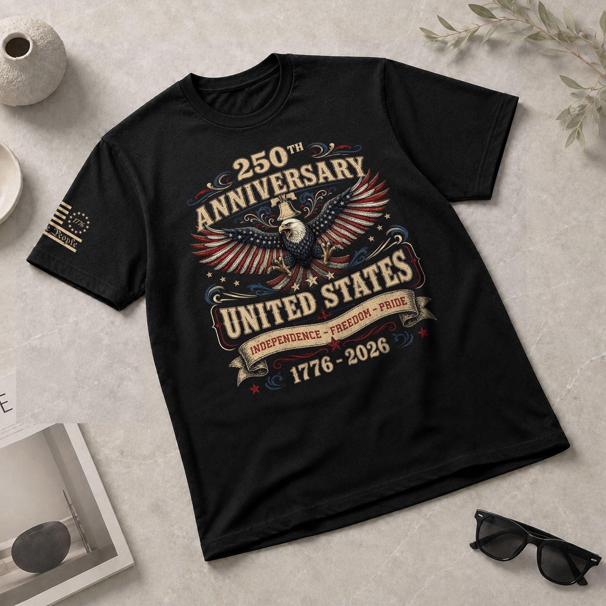 US 250th Anniversary Eagle Shirt 1776-2026 Patriotic Graphic Tee Independence Apparel - Rust Field Wear