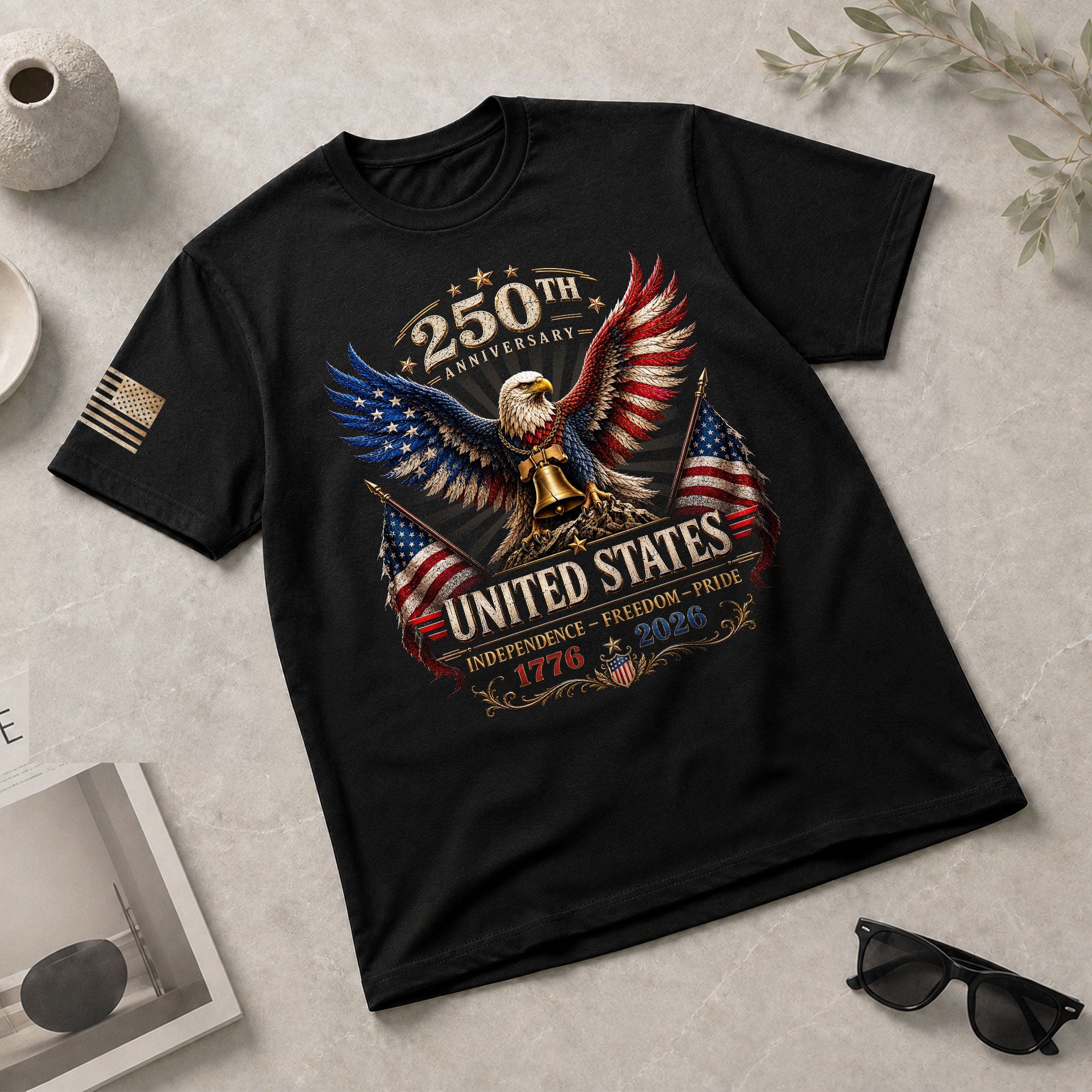 Patriotic Eagle Flag Shirt 250th Anniversary 1776-2026 United States Graphic Tee Apparel - Rust Field Wear