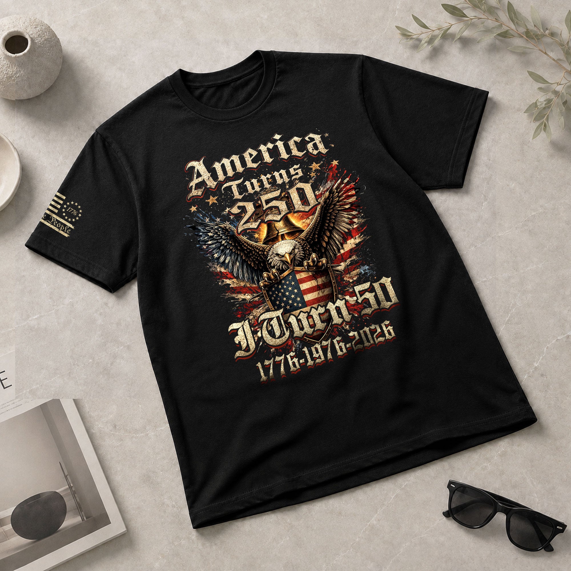 America Turns 250 I Turn 50 Shirt Vintage 1976 Birthday Eagle Patriotic T-Shirt Gift - Rust Field Wear