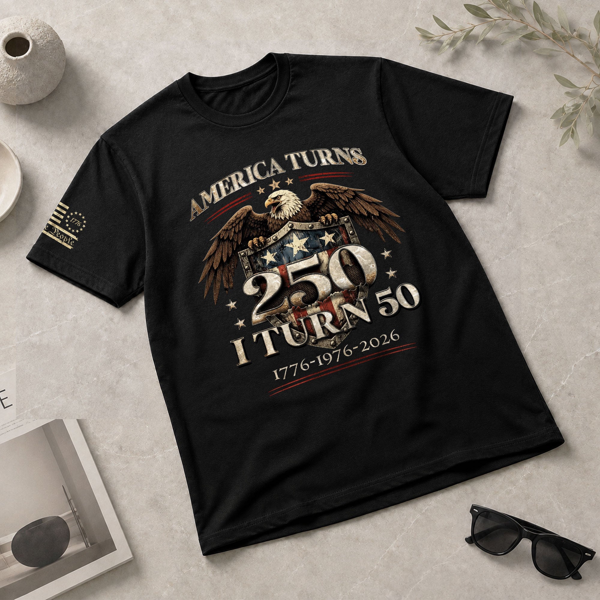 50th Birthday T-Shirt 1976 Vintage Eagle Graphic Tee Patriotic Gift for Men Women 2026 - Rust Field Wear