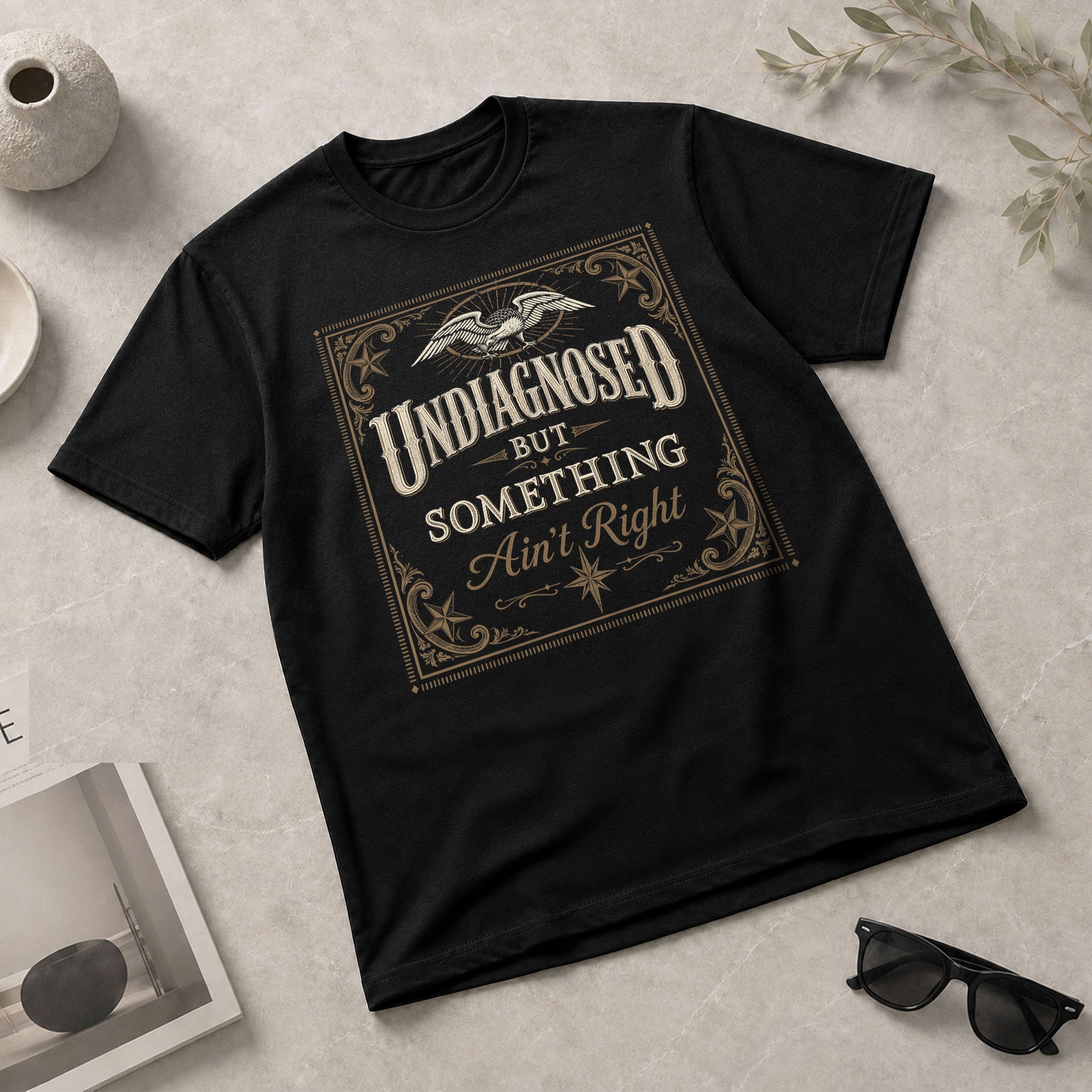 Undiagnosed But Something Ain't Right Tshirt - Vintage Filigree Chronic Illness Tee - Rust Field Wear