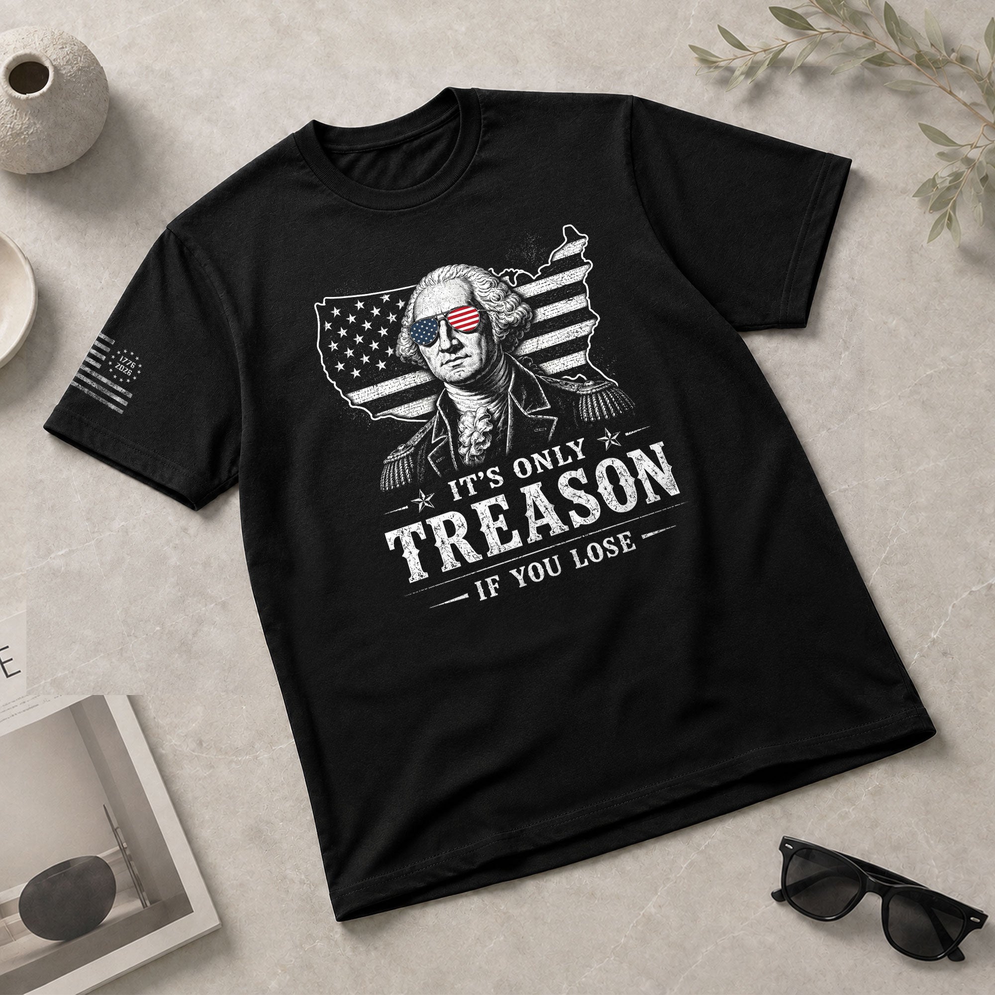 It's Only Treason If You Lose Shirt George Washington USA Map Patriotic 2D Graphic Tee - Rust Field Wear