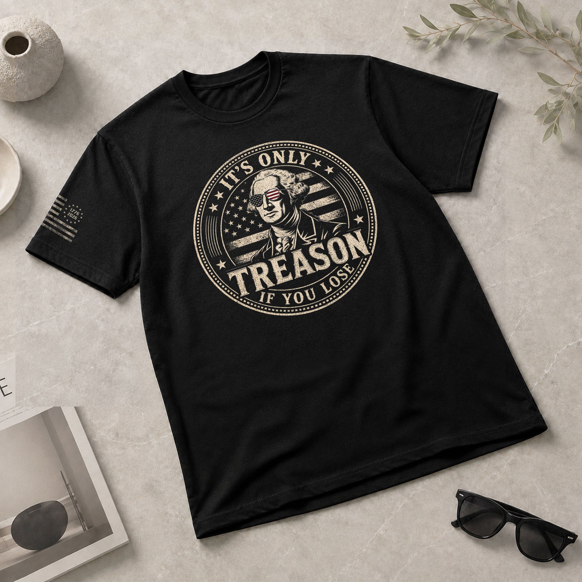 It's Only Treason If You Lose Shirt George Washington Circle Badge Patriotic 2D Graphic Tee - Rust Field Wear
