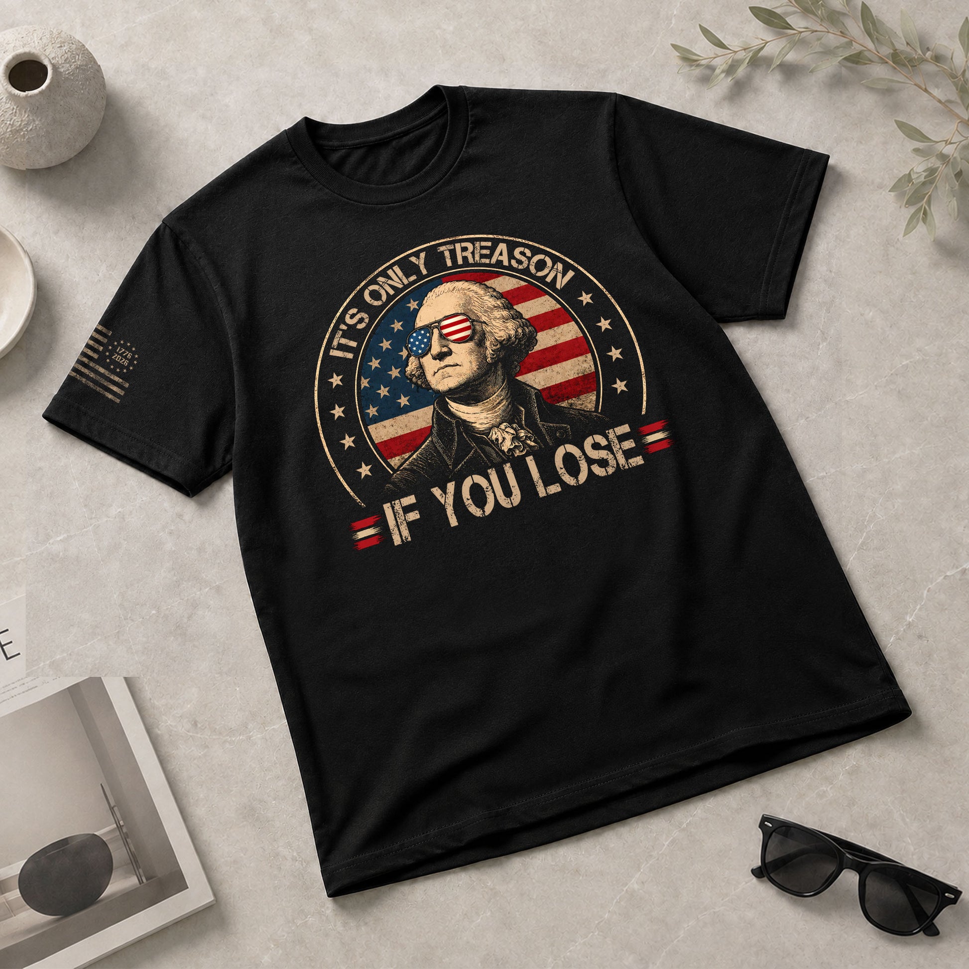 It's Only Treason If You Lose Shirt George Washington Circle Flag Patriotic 2D Graphic Tee - Rust Field Wear