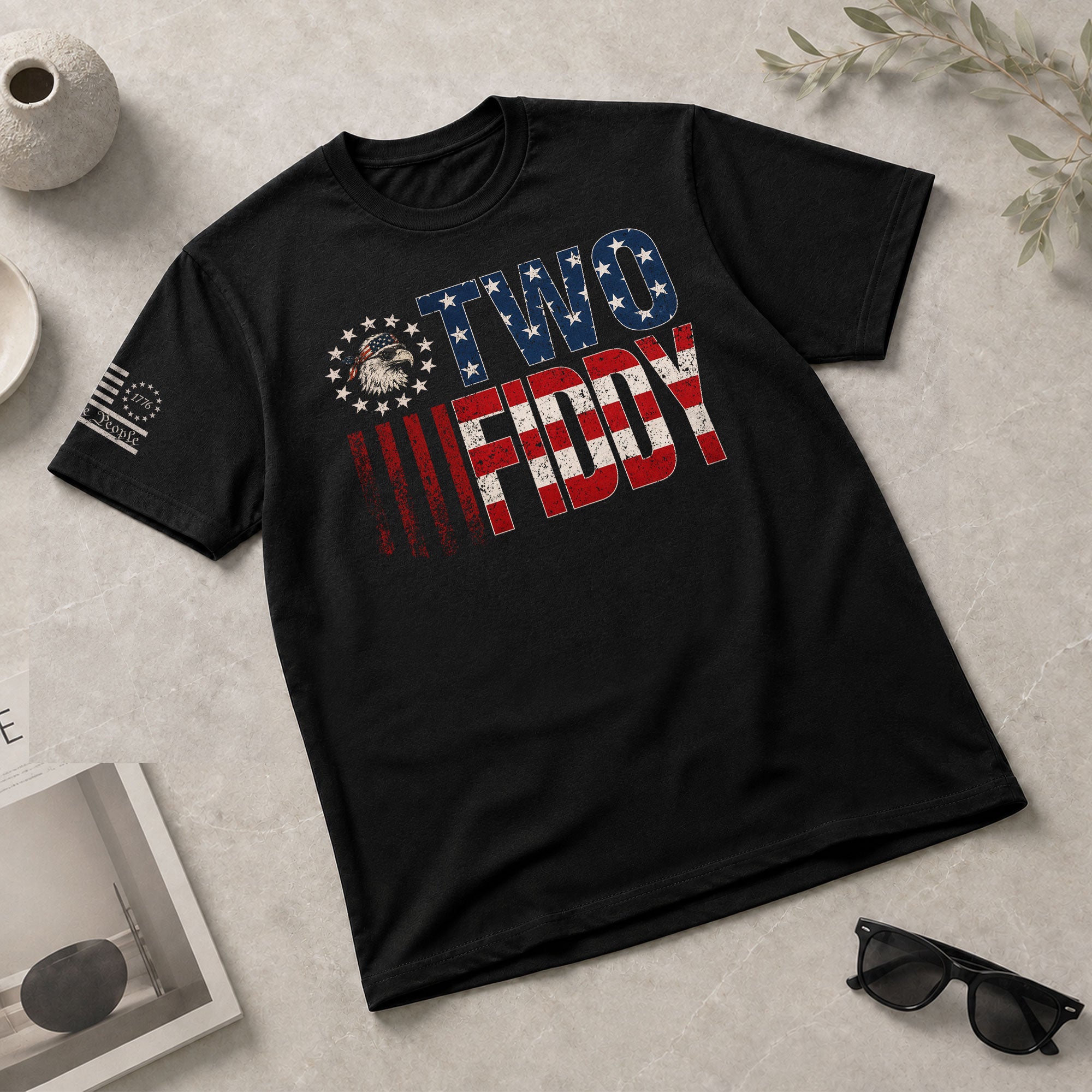 Two Fiddy Star-Spangled Graphic Tee - Patriotic 250th Anniversary Vintage Cotton Shirt - Rust Field Wear