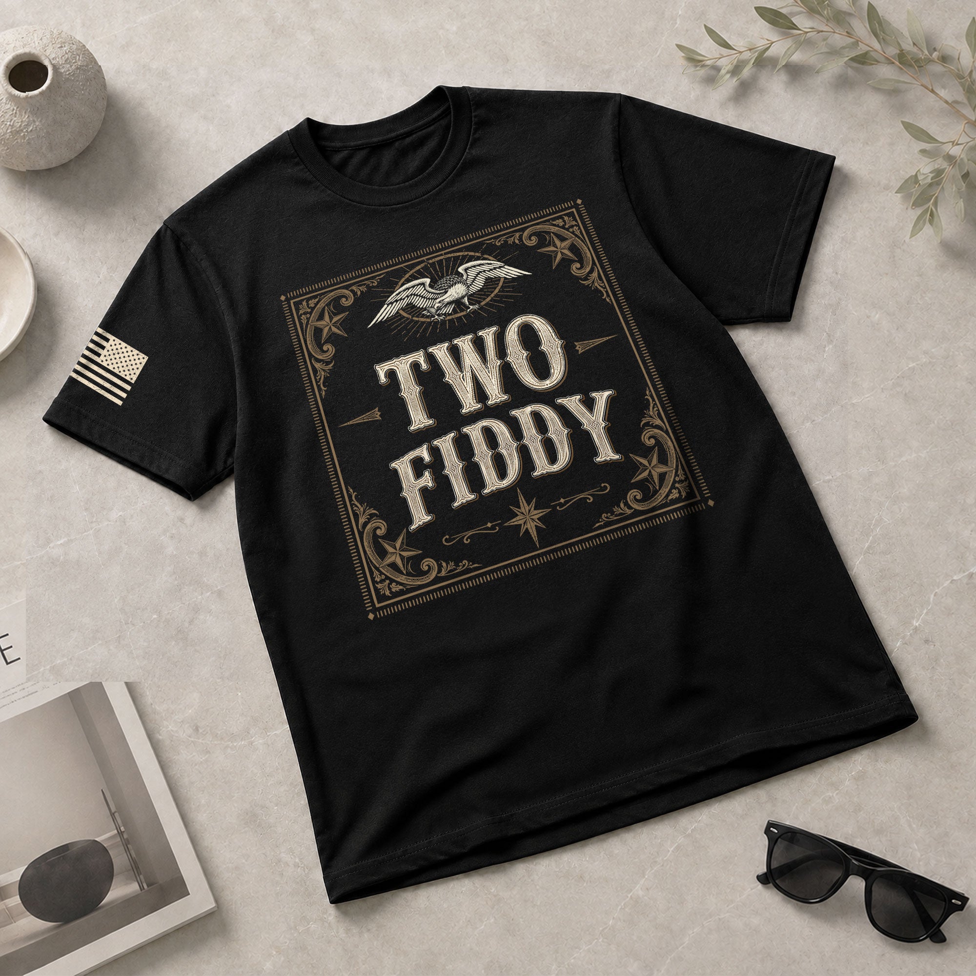 Two Fiddy Vintage Emblem Graphic Tee - Elegant 250th Anniversary Heritage Cotton Shirt - Rust Field Wear
