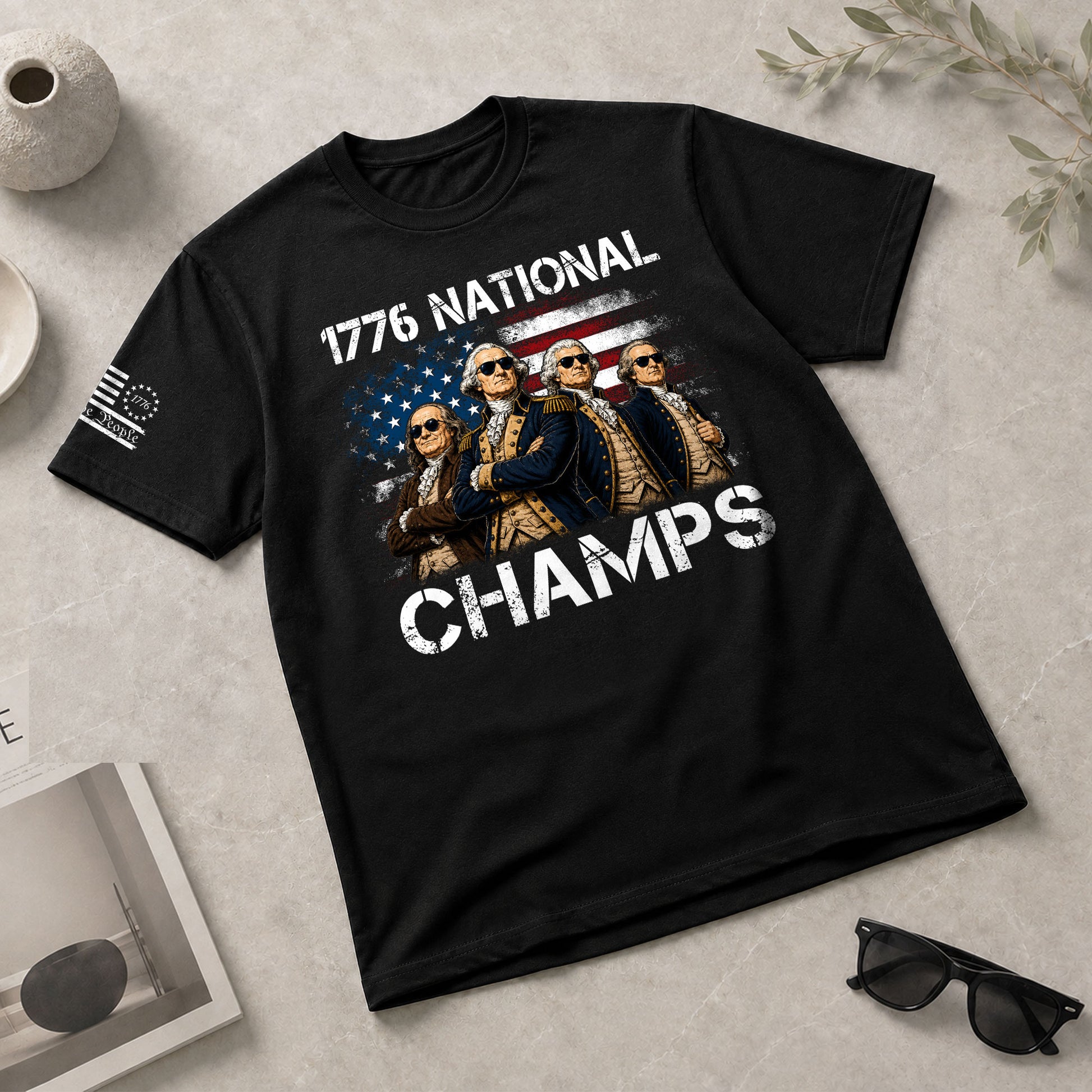 1776 National Champs T-Shirt - Patriotic Founding Fathers Graphic Tee for Men & Women - Rust Field Wear