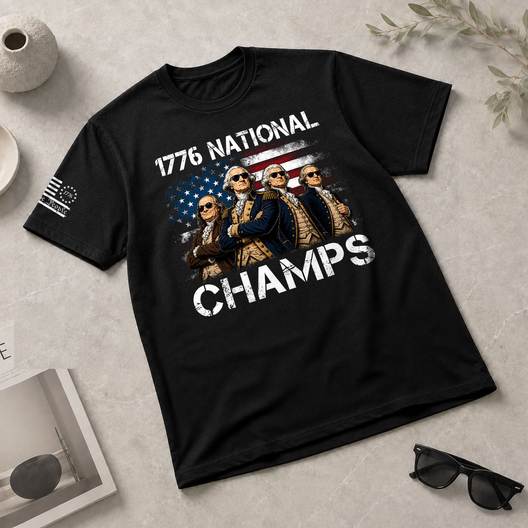 1776 National Champs T-Shirt - Patriotic Founding Fathers Graphic Tee for Men & Women - Rust Field Wear