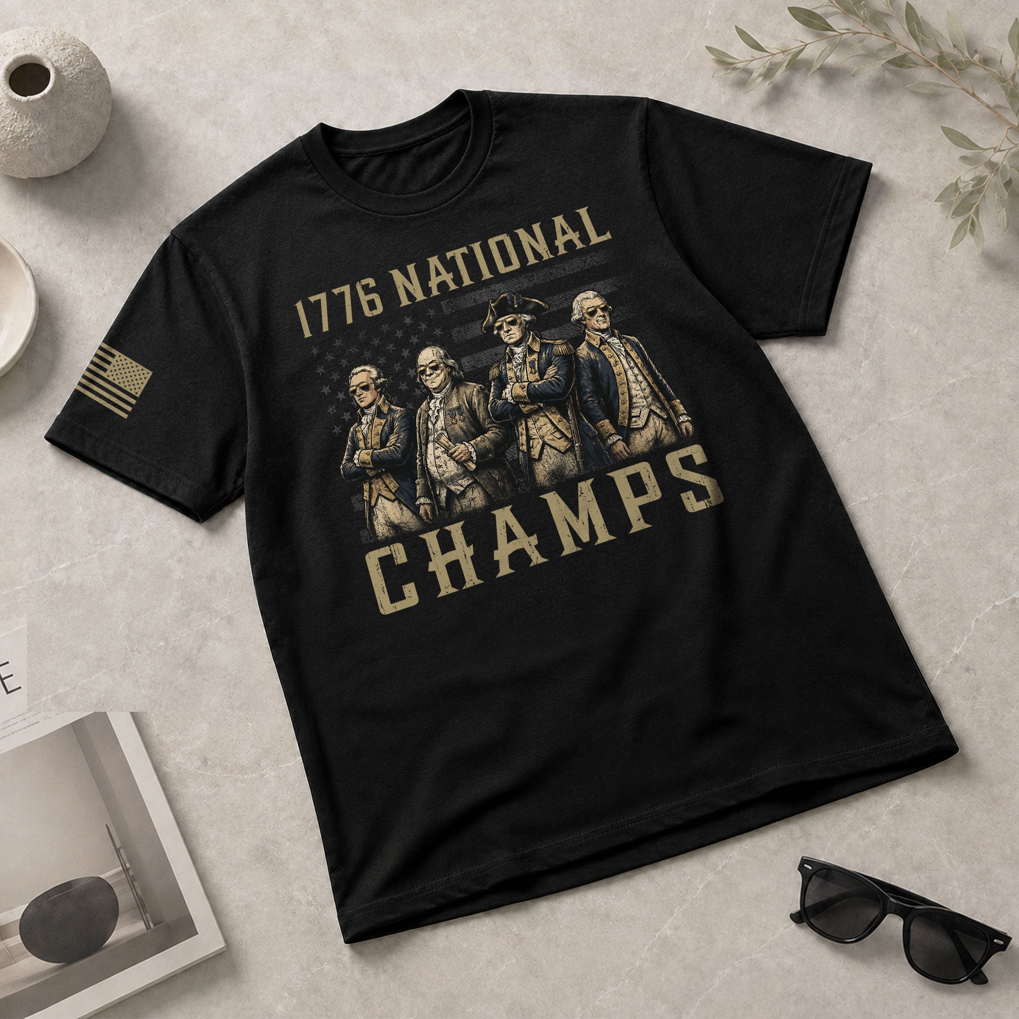 1776 National Champs T-Shirt - Unique Founding Fathers Patriotic History Graphic Tee - Rust Field Wear