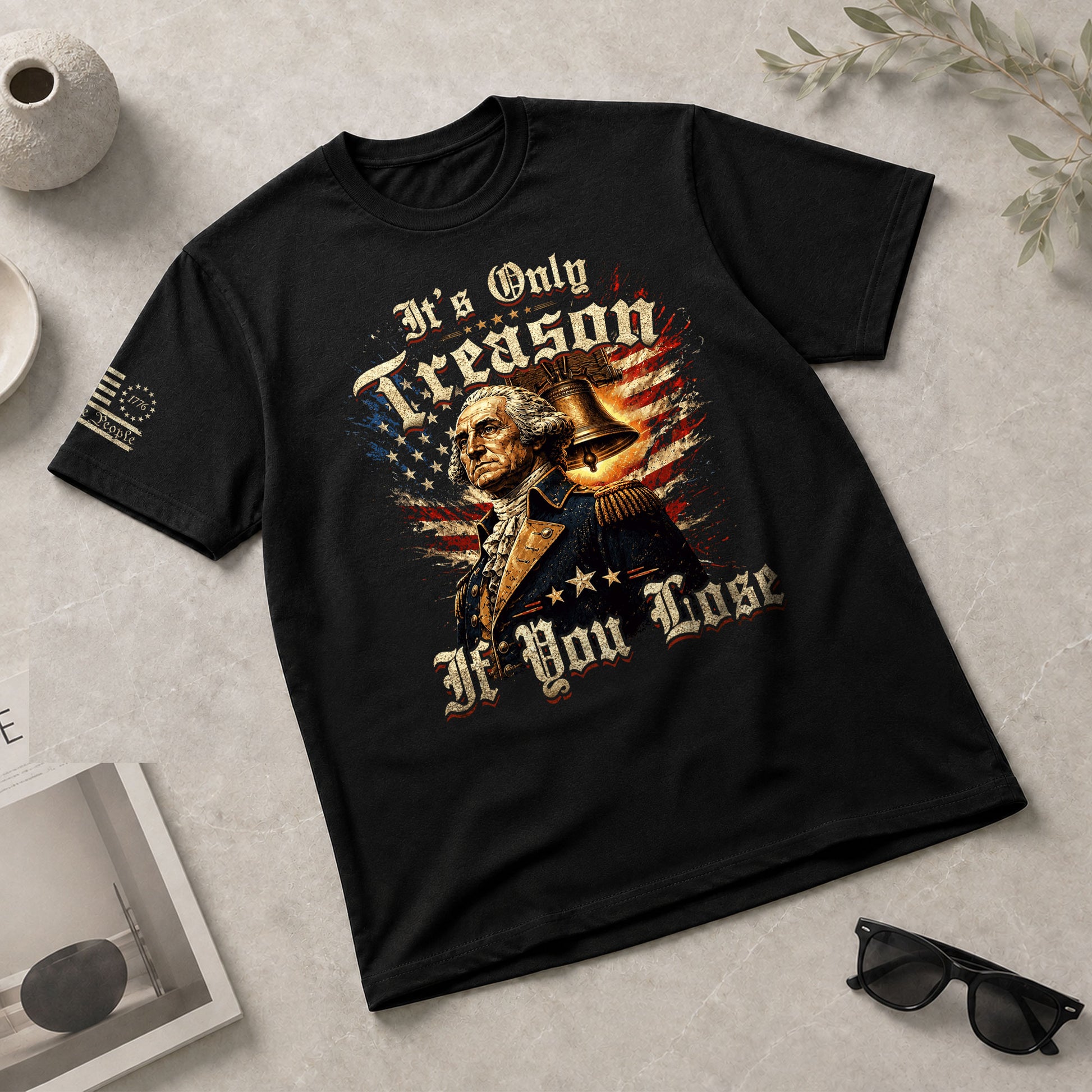 George Washington T-Shirt - It’s Only Treason If You Lose American Flag Graphic Tee - Rust Field Wear