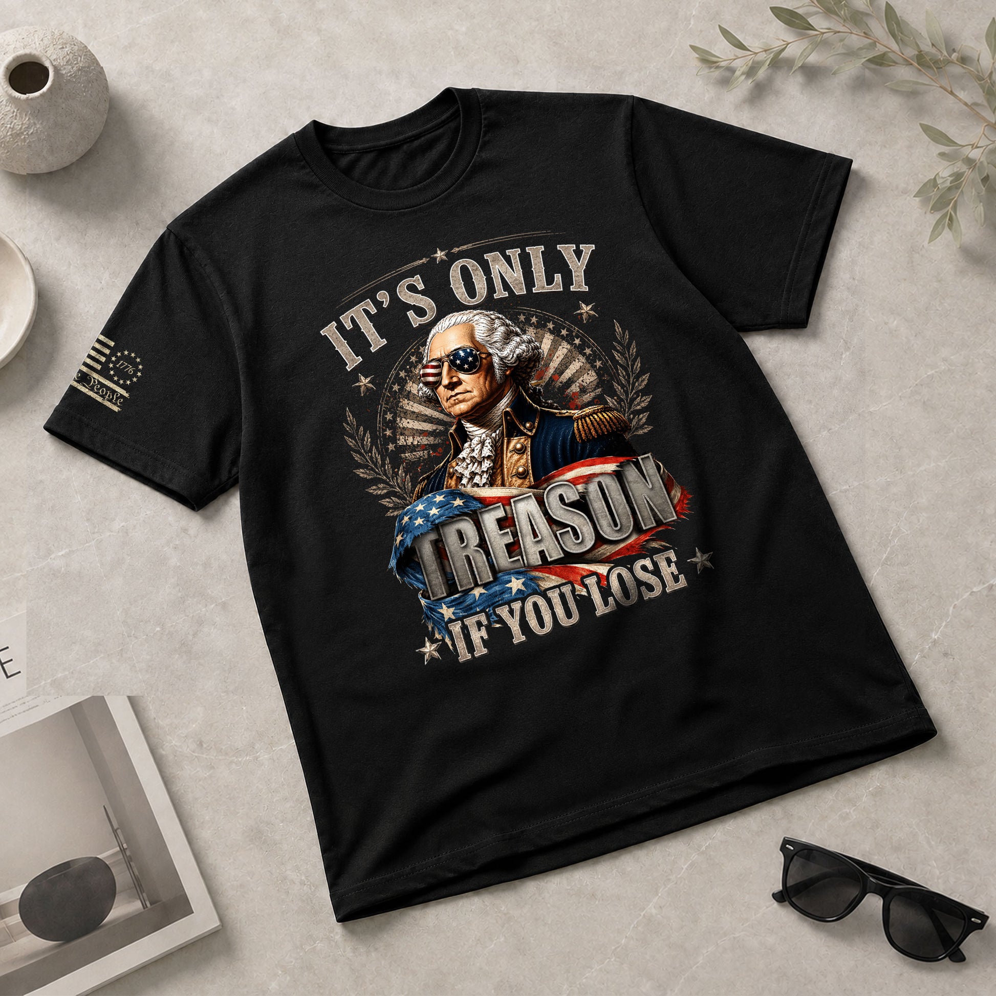 Vintage Style Patriotic T-Shirt - It’s Only Treason If You Lose Liberty Bell Design - Rust Field Wear