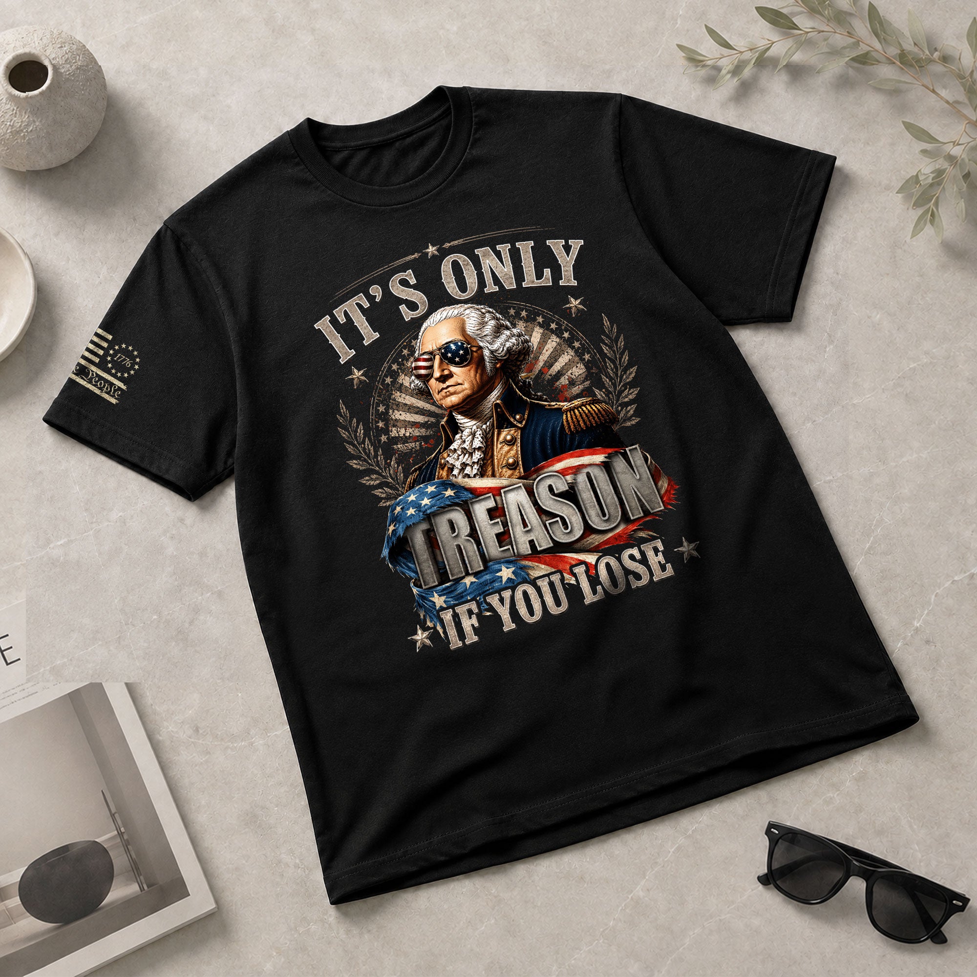 Vintage Style Patriotic T-Shirt - It’s Only Treason If You Lose Liberty Bell Design - Rust Field Wear