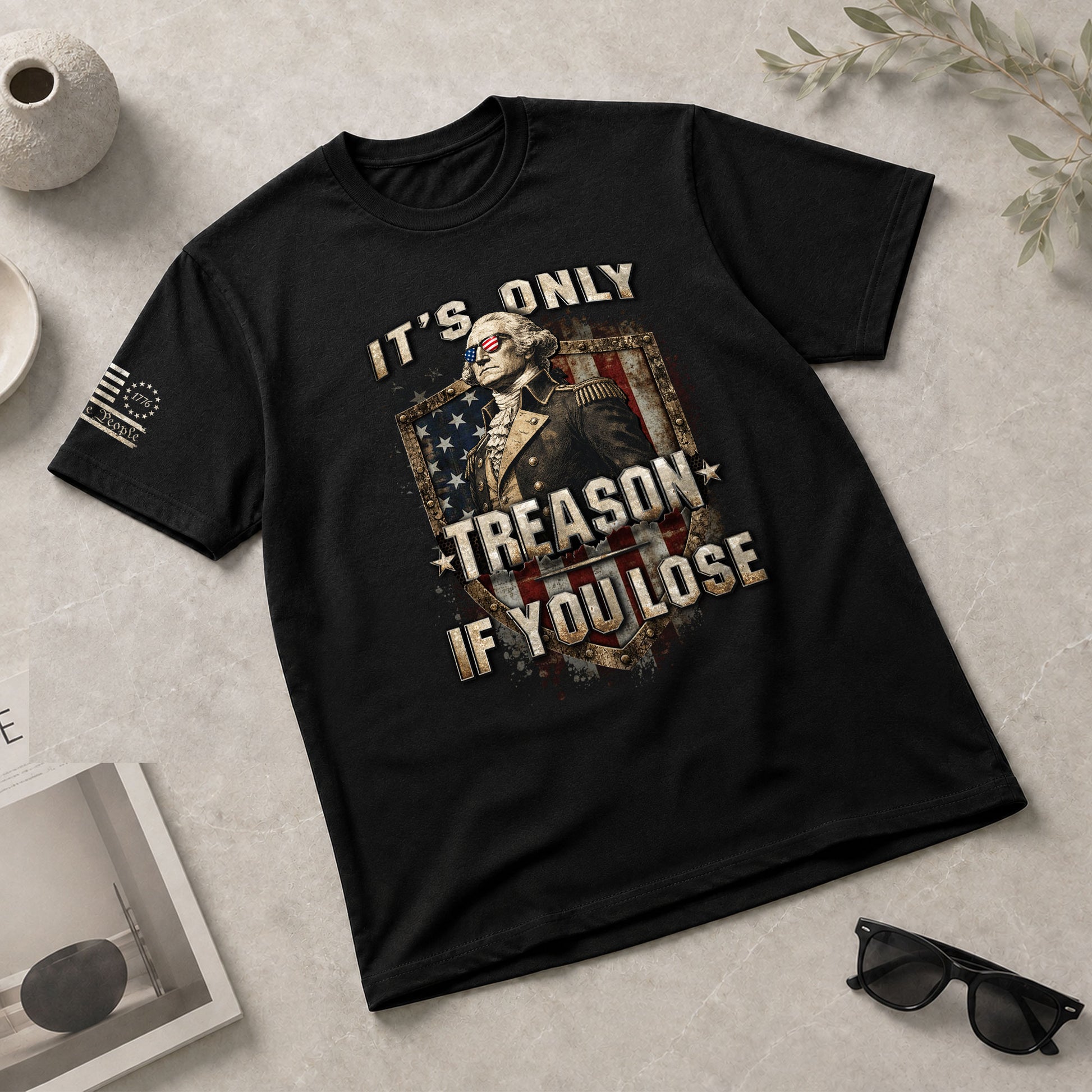 It's Only Treason If You Lose T-Shirt George Washington Patriotic Shield Flag Tee - Rust Field Wear