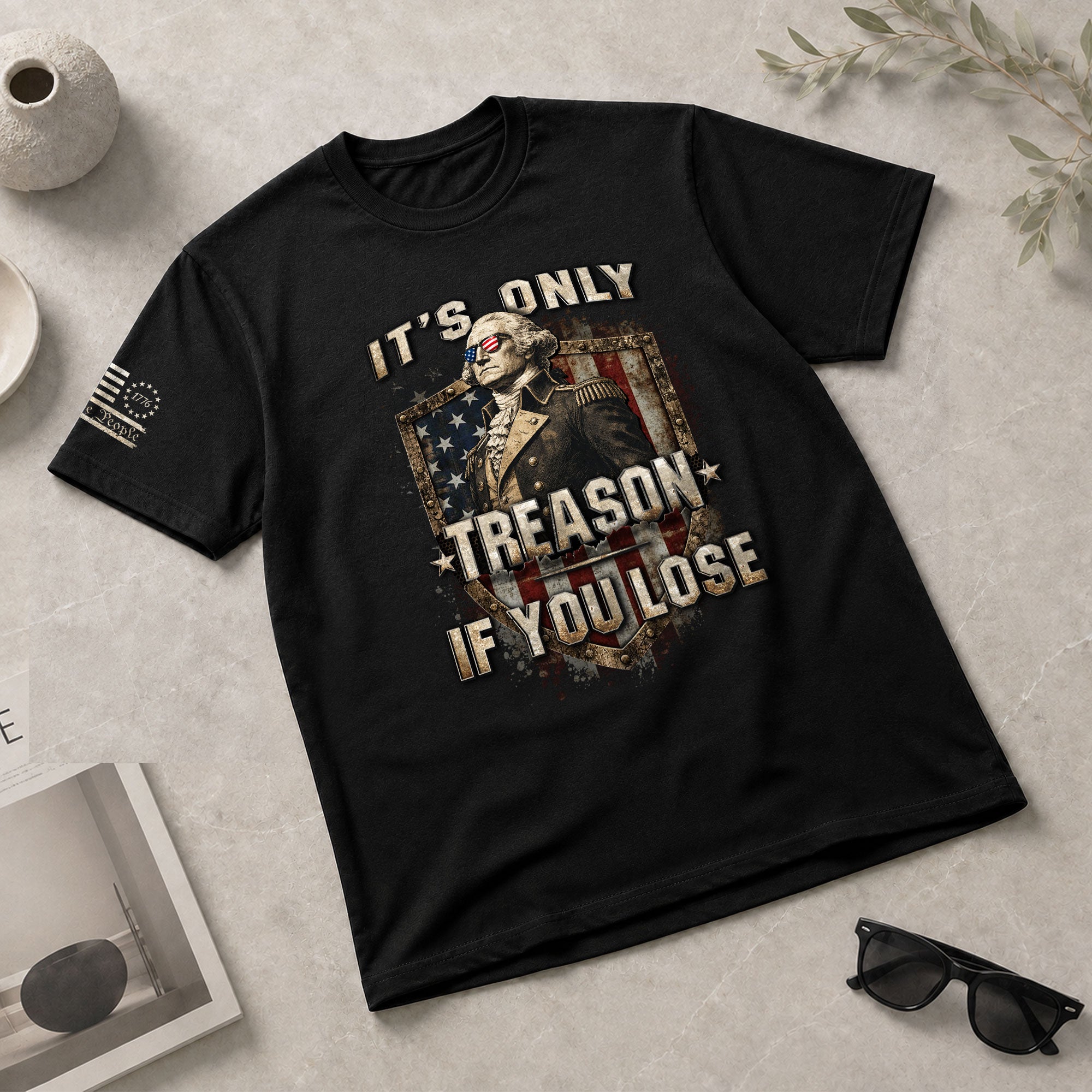 It's Only Treason If You Lose T-Shirt George Washington Patriotic Shield Flag Tee - Rust Field Wear
